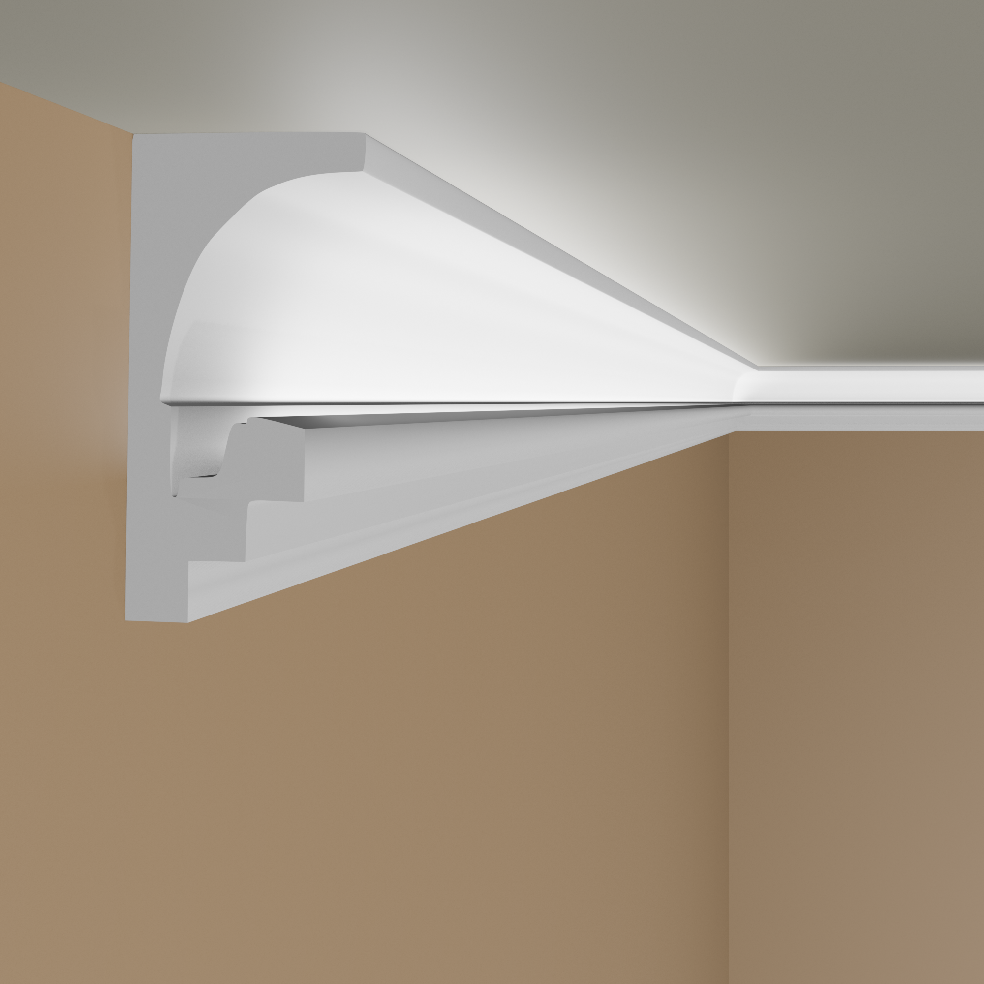 PROVISTON | Lichtleiste "LL8" | Polystyrol Stuckleiste | 93 x 182 x 2000 mm | Weiß | Deckenleiste