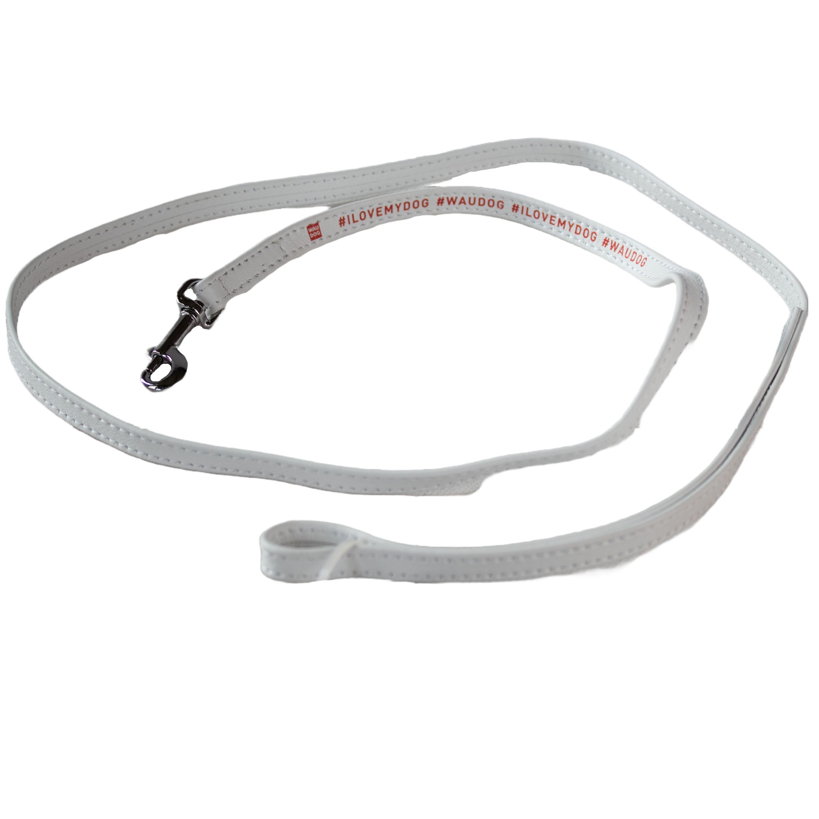 WAUDOG | Hundeleine Accessoire Love | Weiß | 122 cm Länge | Lederleine für Hunde