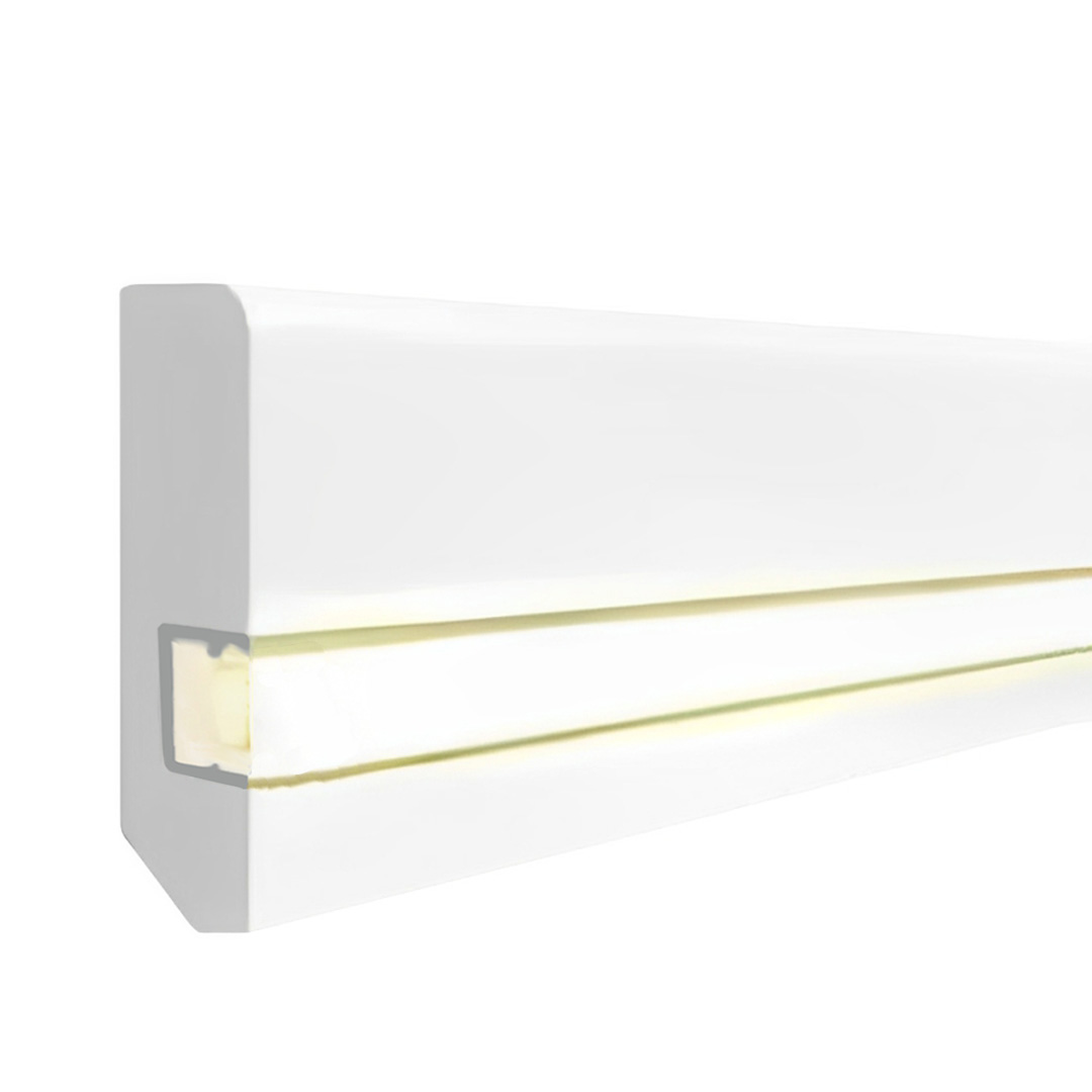 Stylische Licht Sockelleiste Massivholz, lackiert weiß (20 x 58 x 2400 mm) by PROVISTON