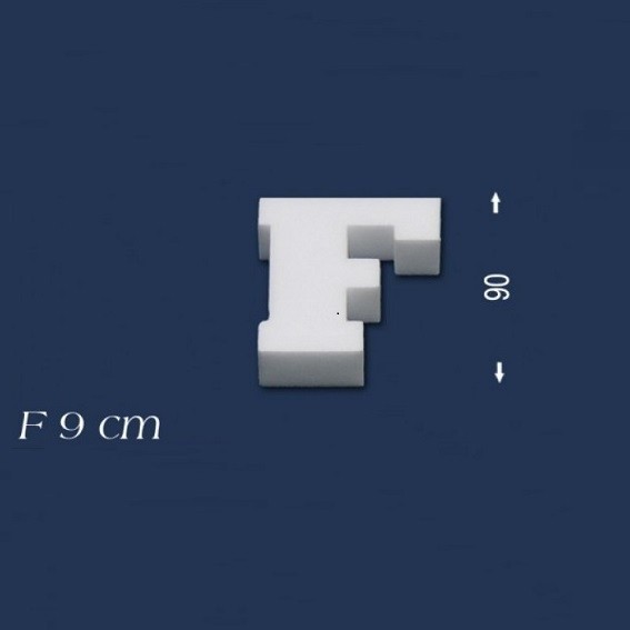 Wiesemann | Lettre décorative "F" | Polystyrène | Hauteur : 90 mm | Lettre en polystyrène | Lettre 3D