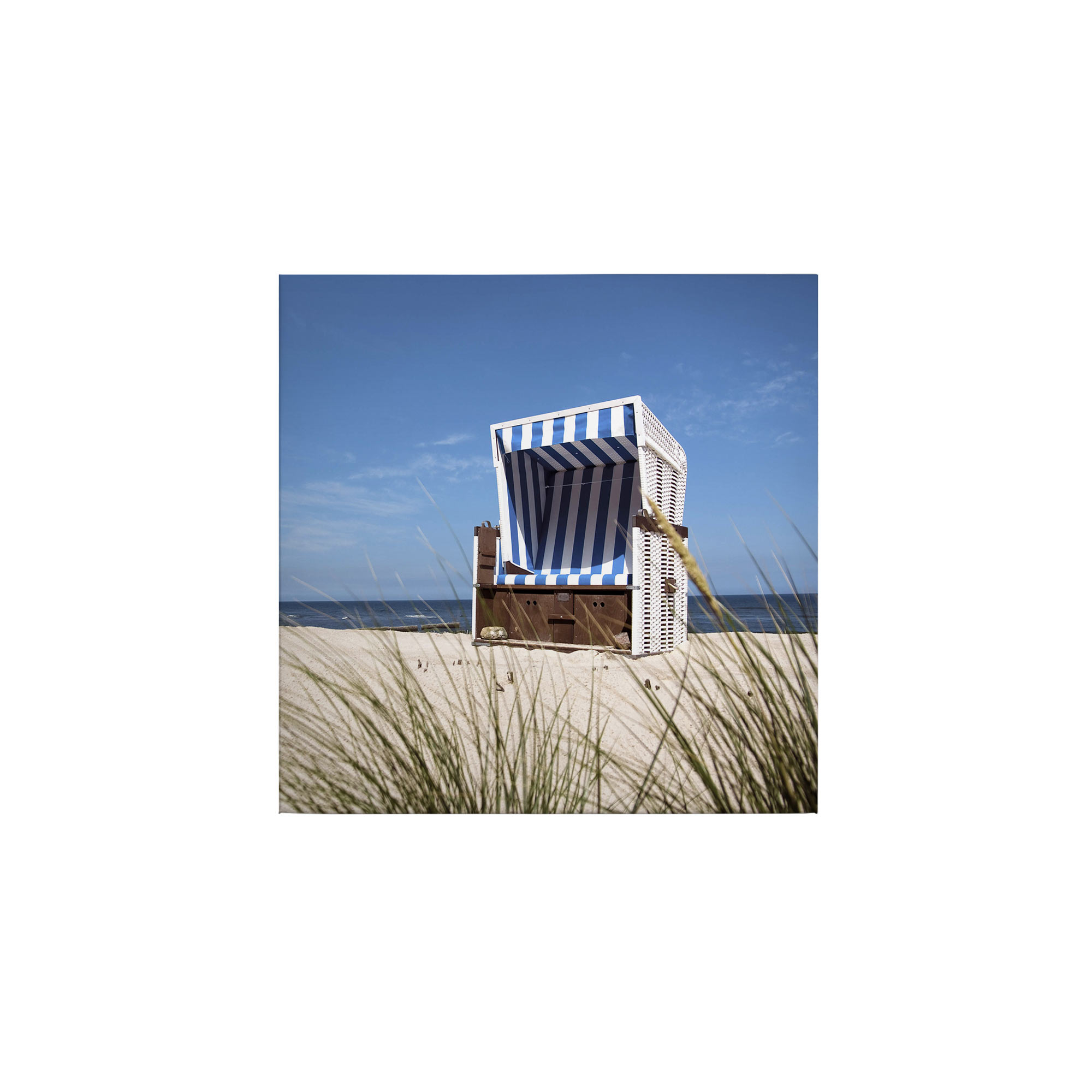 Tadessi Leinwandbild Strandkorb Meer - 50 x 50 cm - M1-No.50517 - Keilrahmen in Blau Grün