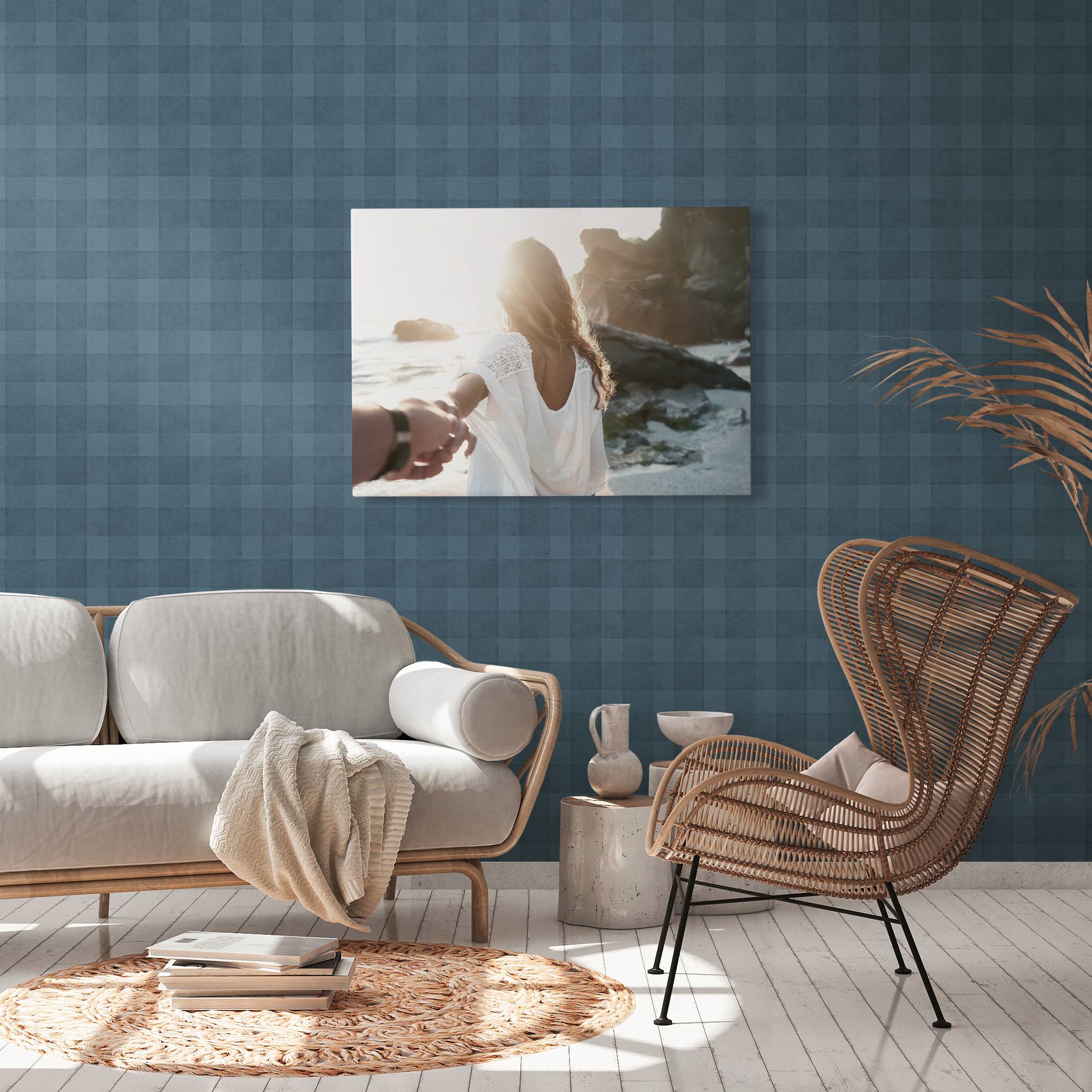 Tapete Streifen Lucca M1-No.3530 | Vliestapete | Blau | Geometrisch | Querstreifen