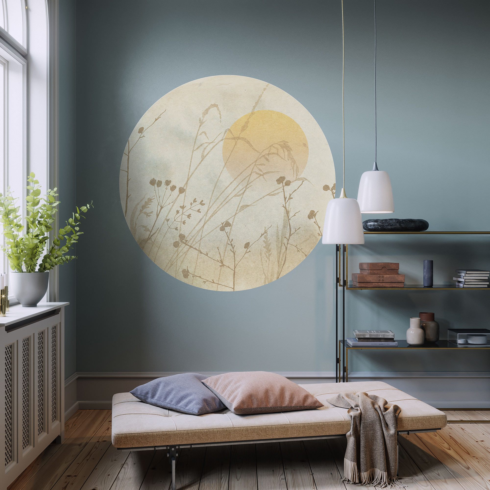 Komar Fototapete Disney Dot Roseau 125 x 125 cm Vlies Selbstklebend Nebel Schleier Sonne Gras Natur