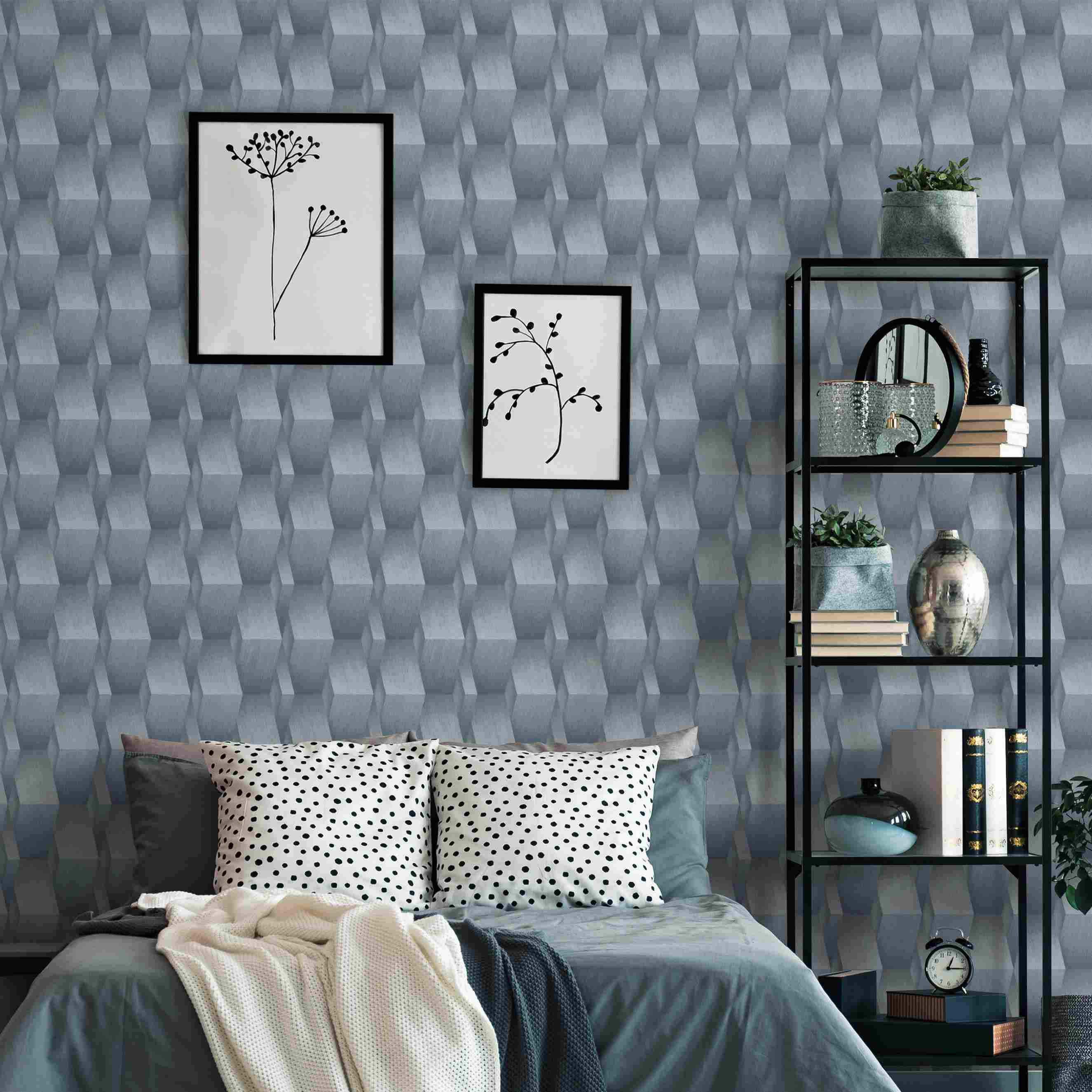 Erismann Fashion for walls | 1004608 | Vliestapete 3D Tapete | 0.53 m x 10.05 m | Blau