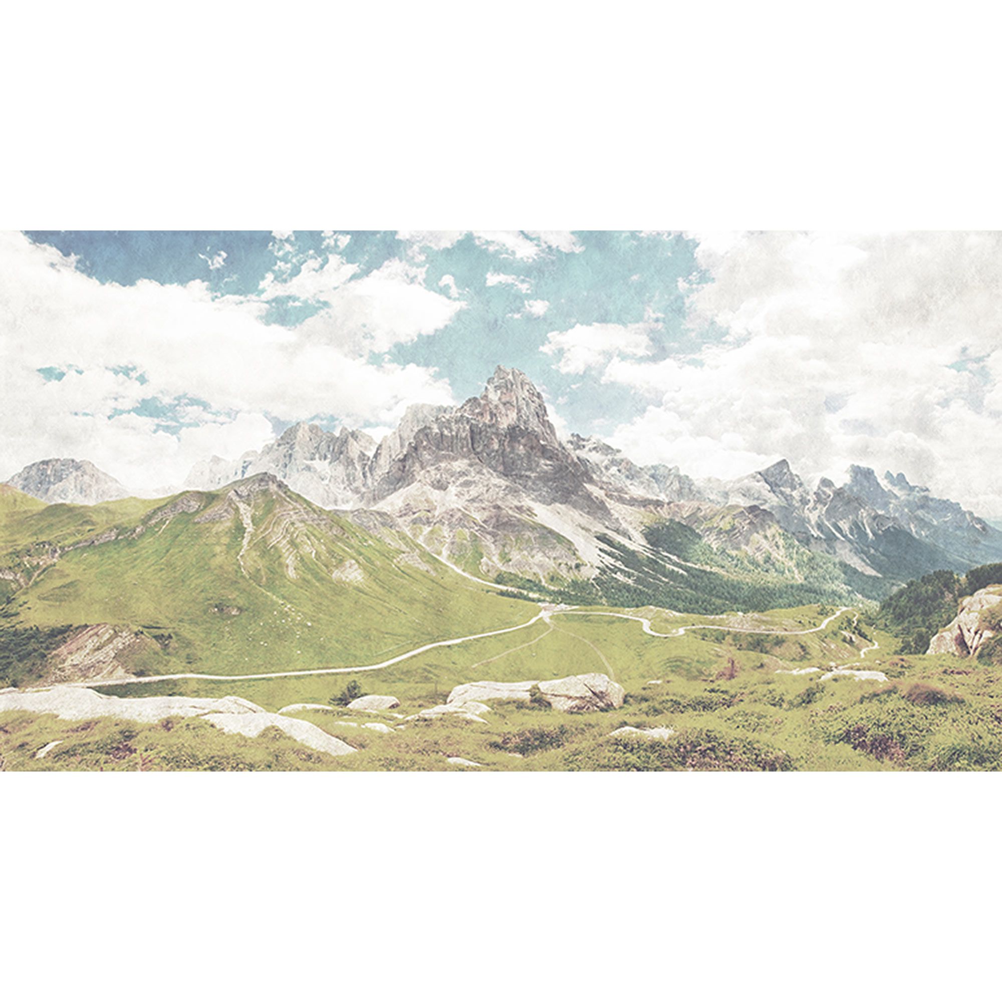 Tadessi Fototapete Berge M1-No.60791 Digitaldruck Tapete Grün Weiß - Landschaft