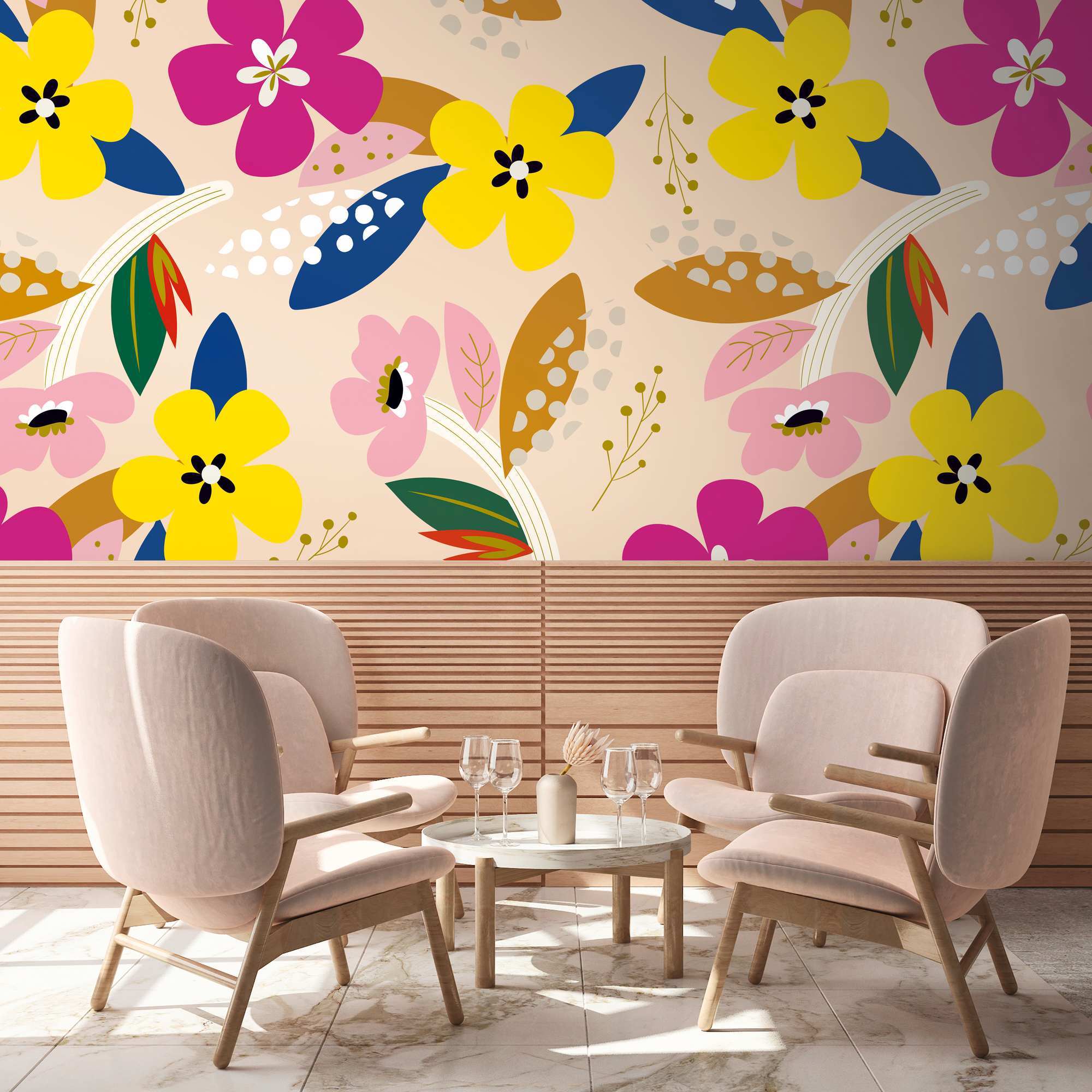 A.S. Creation Fototapete The Wall II 392091 Ein Motiv pro Rolle Blumenoptik Bunt