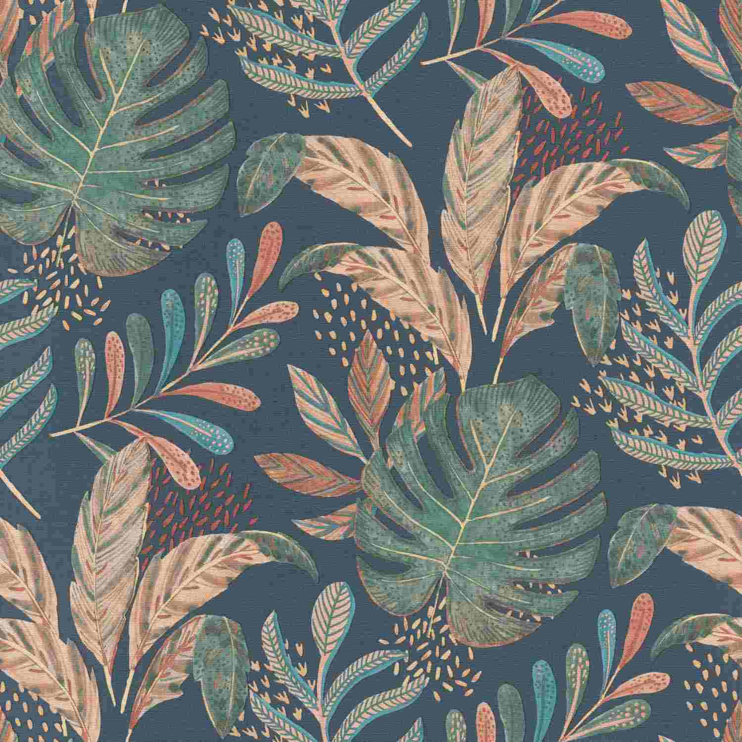 Rasch Salsa 464306 Carta da parati in tessuto non tessuto Botanico 0,53 x 10,05 m Blu