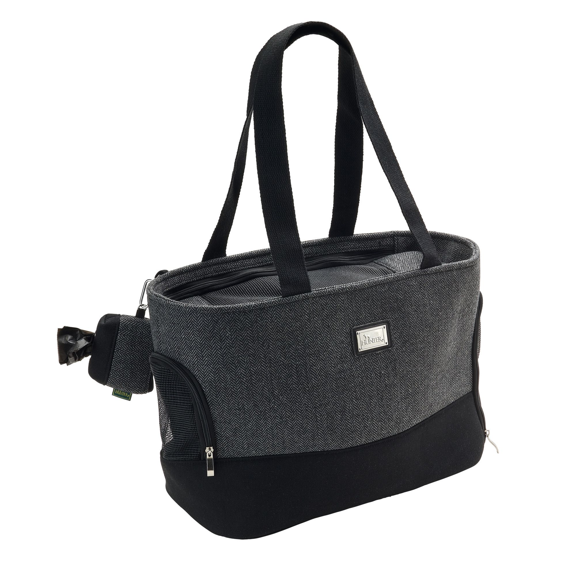 HUNTER | Tragetasche für Hunde | Barcelona | Schwarz | für Tiere bis 8 kg | Pflegeleicht | Robust