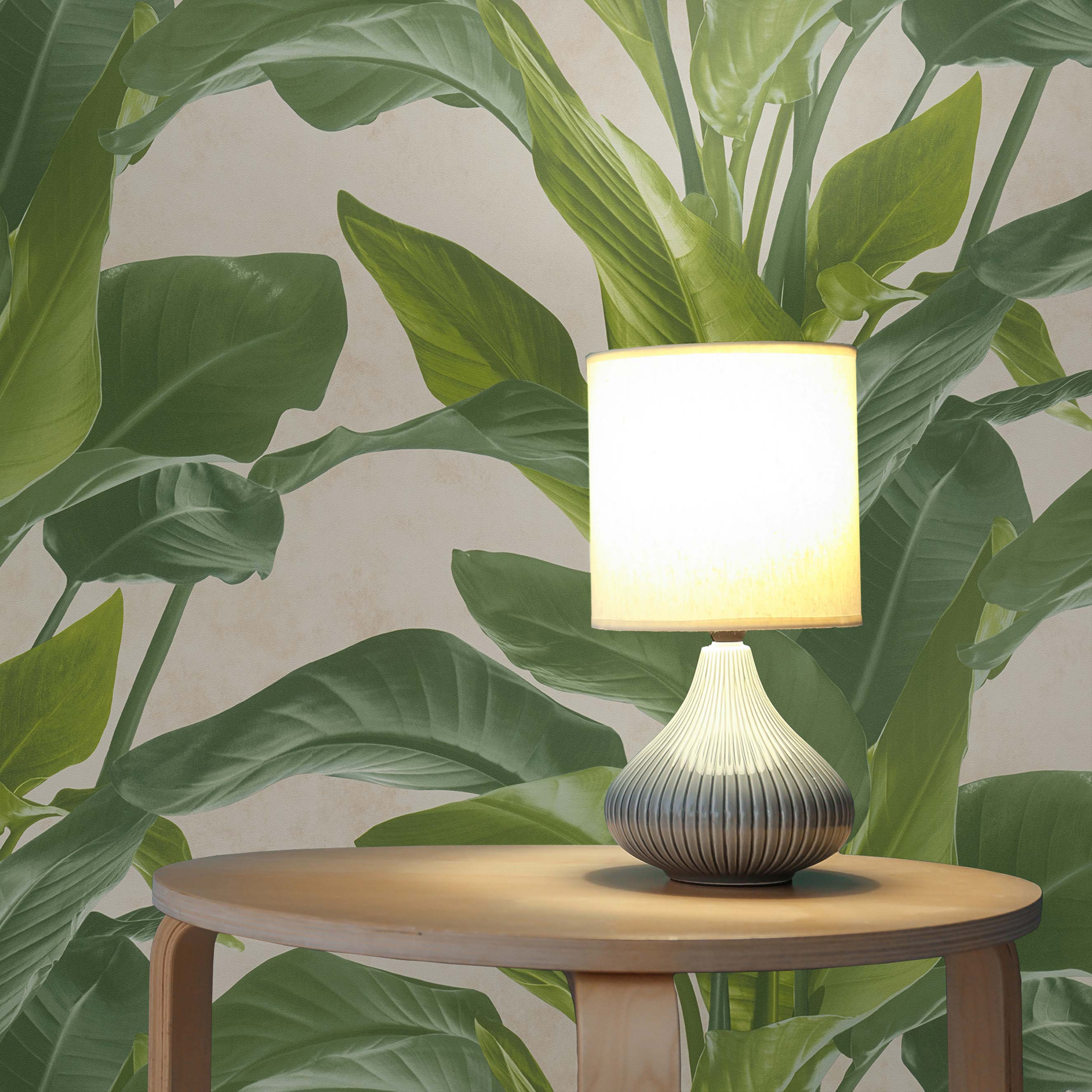 Tapete Blumen Lenni M1-No.1598 Vliestapete Grün Creme Natur Palmentapete