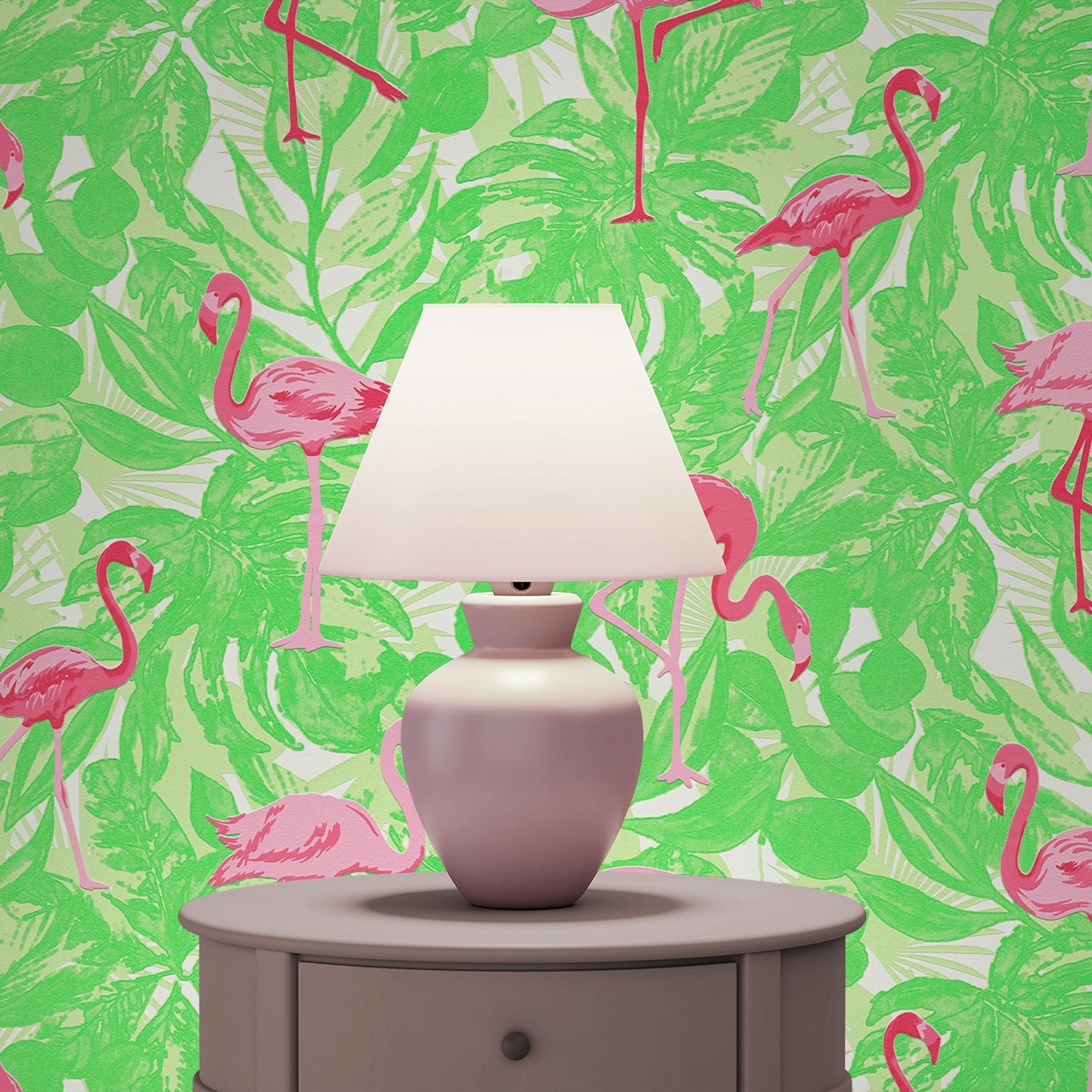 Tapete Tiere Diego M1-No.2616 Vliestapete Pink Grün Flamingo Natur