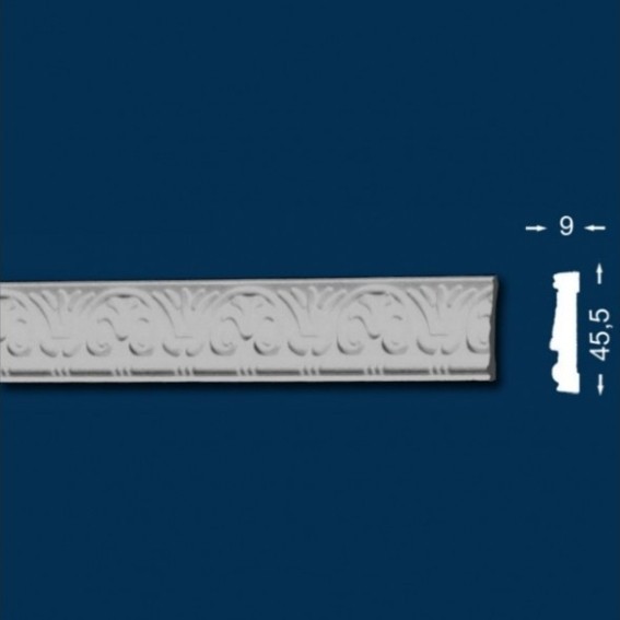 Stilvolle Zierleiste aus Polystyrol in weiß (9 x 46 x 2000 mm)