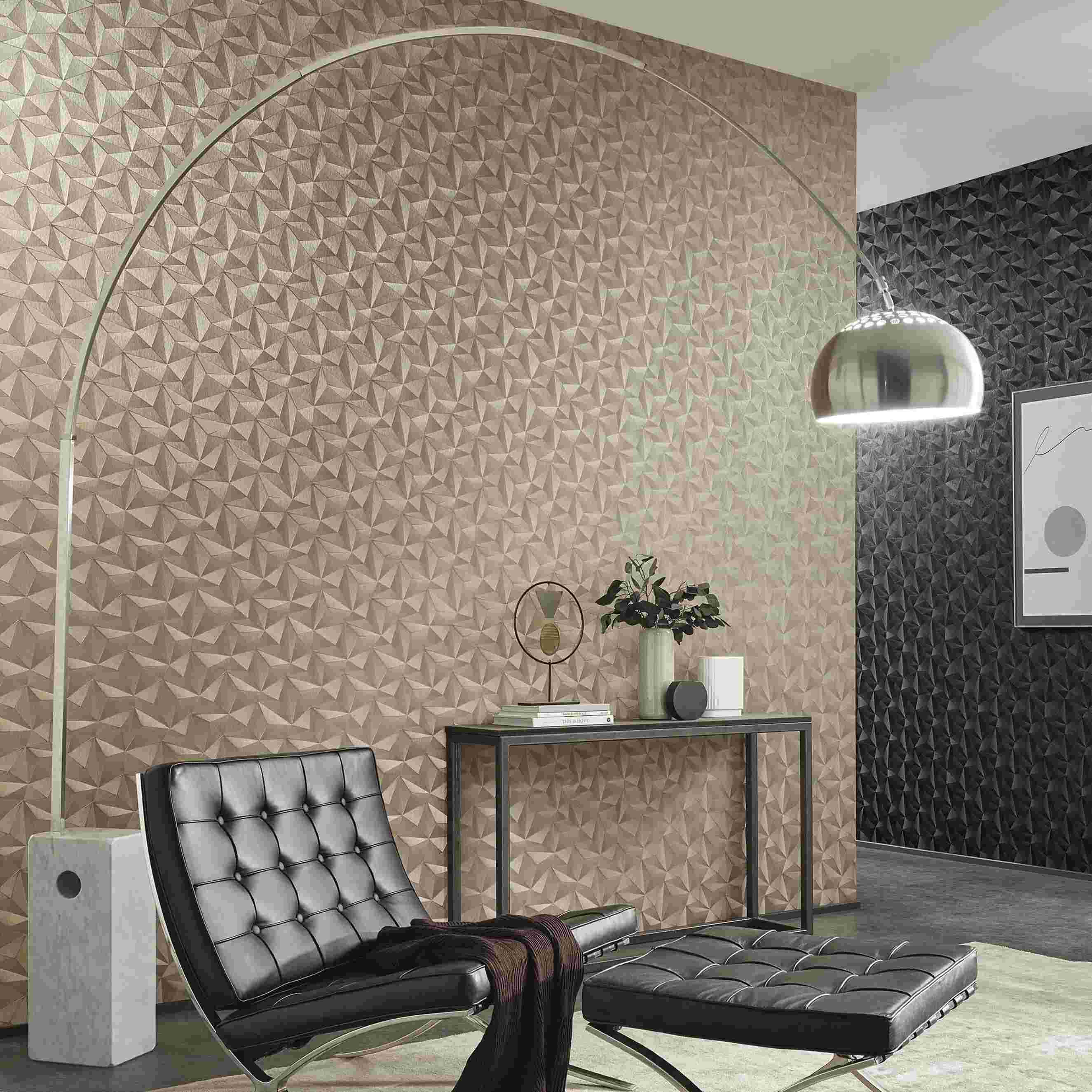 Tapete 3D Optik Landro M2-No.46 | Vliestapete in 3D | Gold | Struktur | Modernes Muster