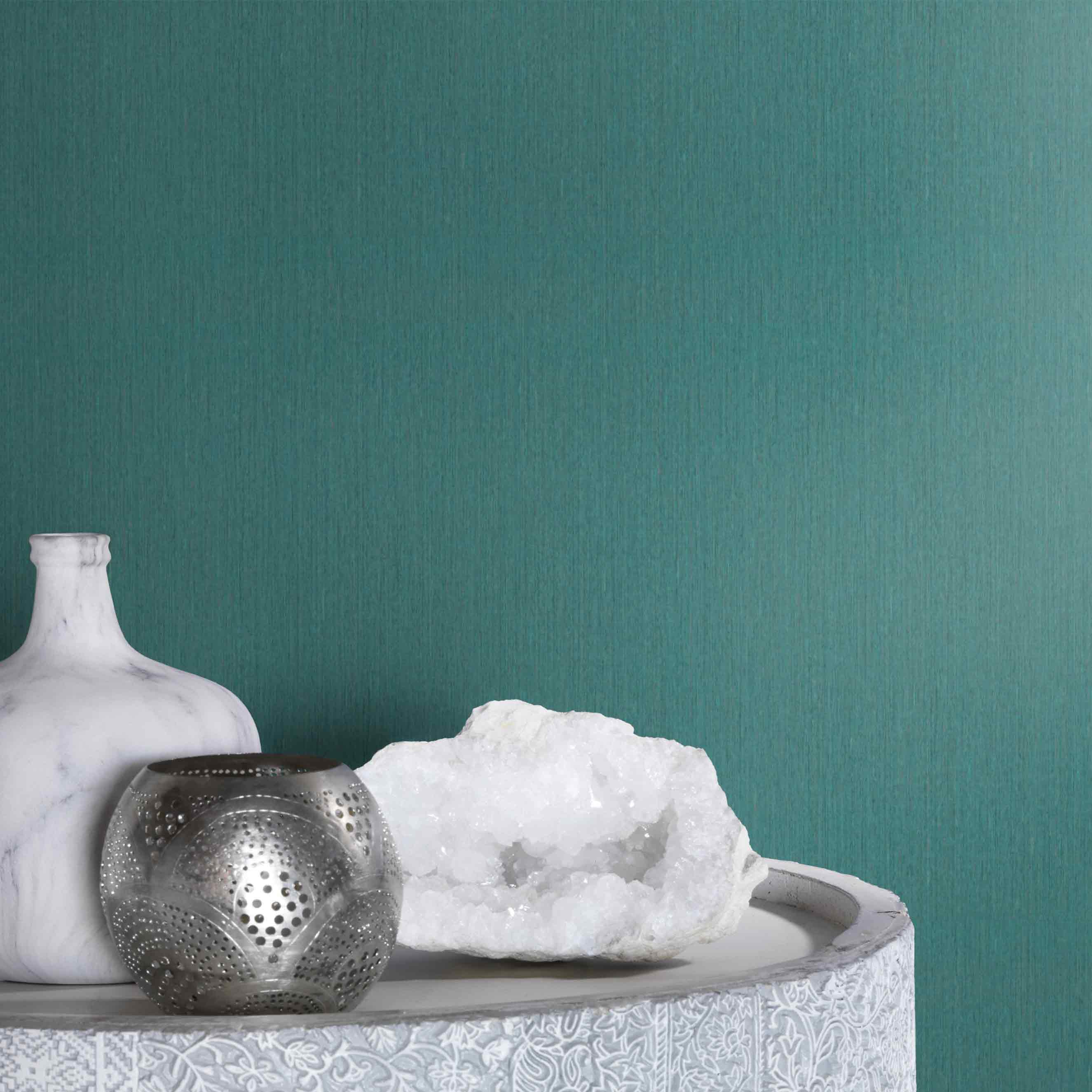 Rasch BARBARA Home Collection II | 537161 | Vliestapete Einfarbig | 0.53 m x 10.05 m | Petrol