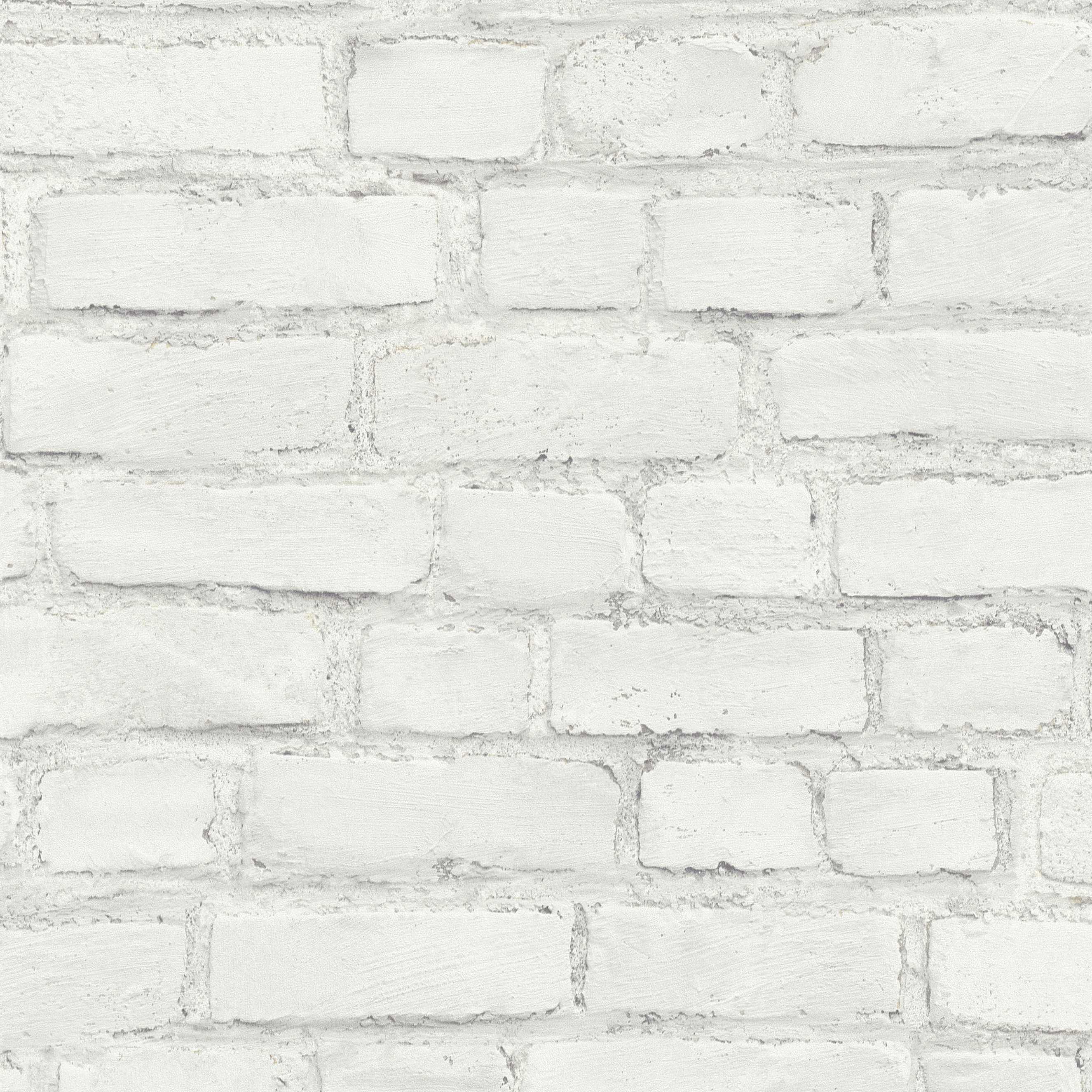 A.S. Creation Elements | 374142 | papier peint intissé pierre brique | 0.53 m x 10.05 m | blanc