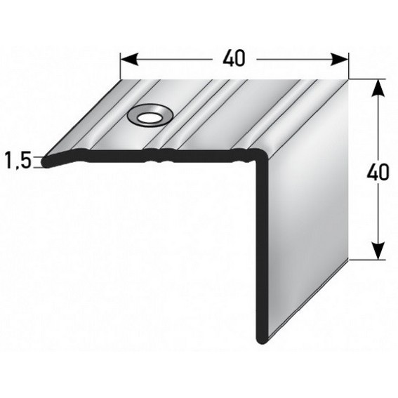 Auer Treppenkanten- & Winkelprofile Ortona Rutschhemmend R10 DIN 51130 40 x 40 mm Edelstahl