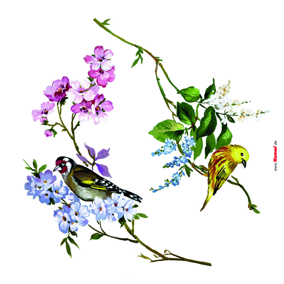 Komar Fenstersticker - Wedding Birds - 31 x 31 cm - Fensteraufkleber - Natur
