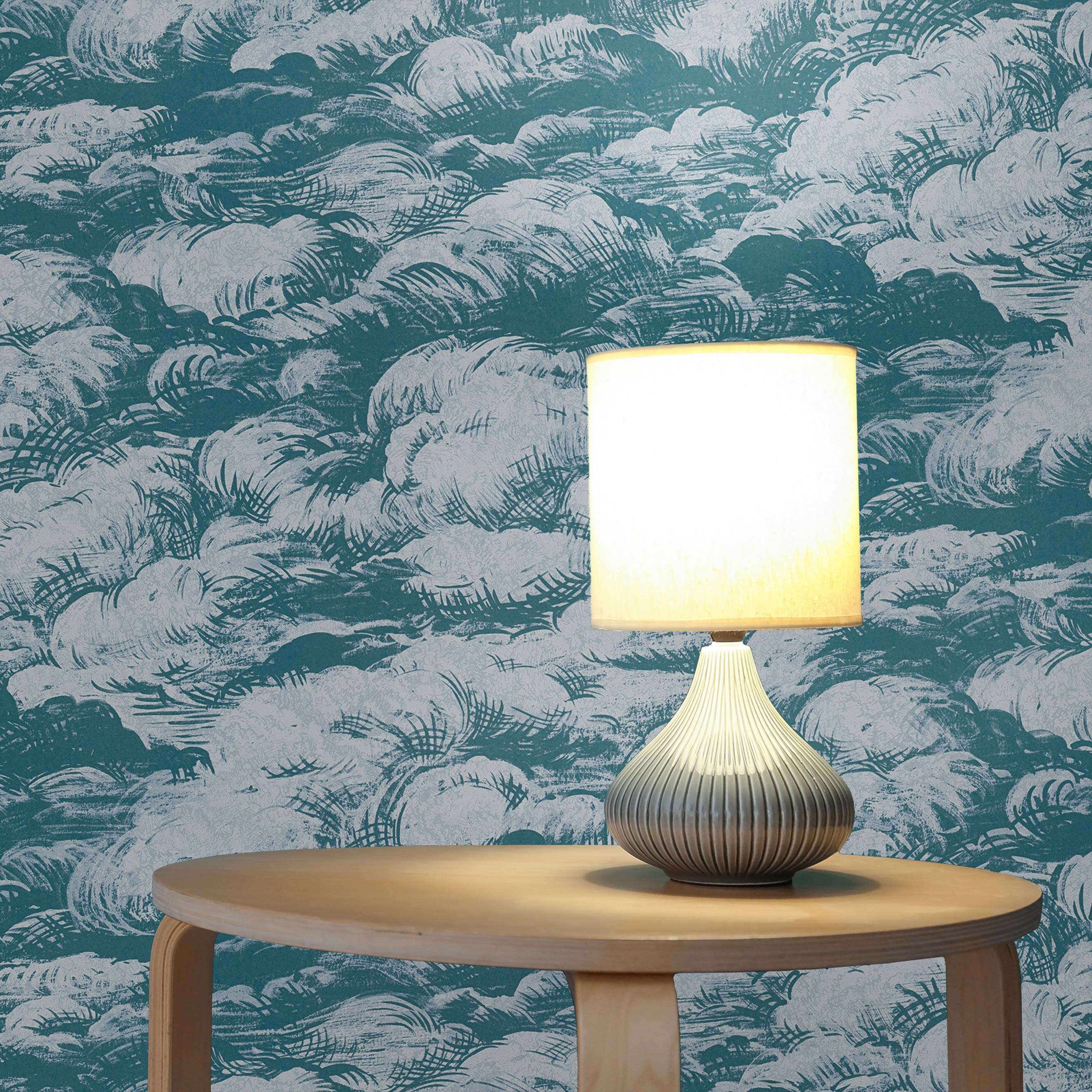 Tapete Vintage M1-No.535 | Vliestapete | Blau | Weiß | Wolken | Ausgefallen