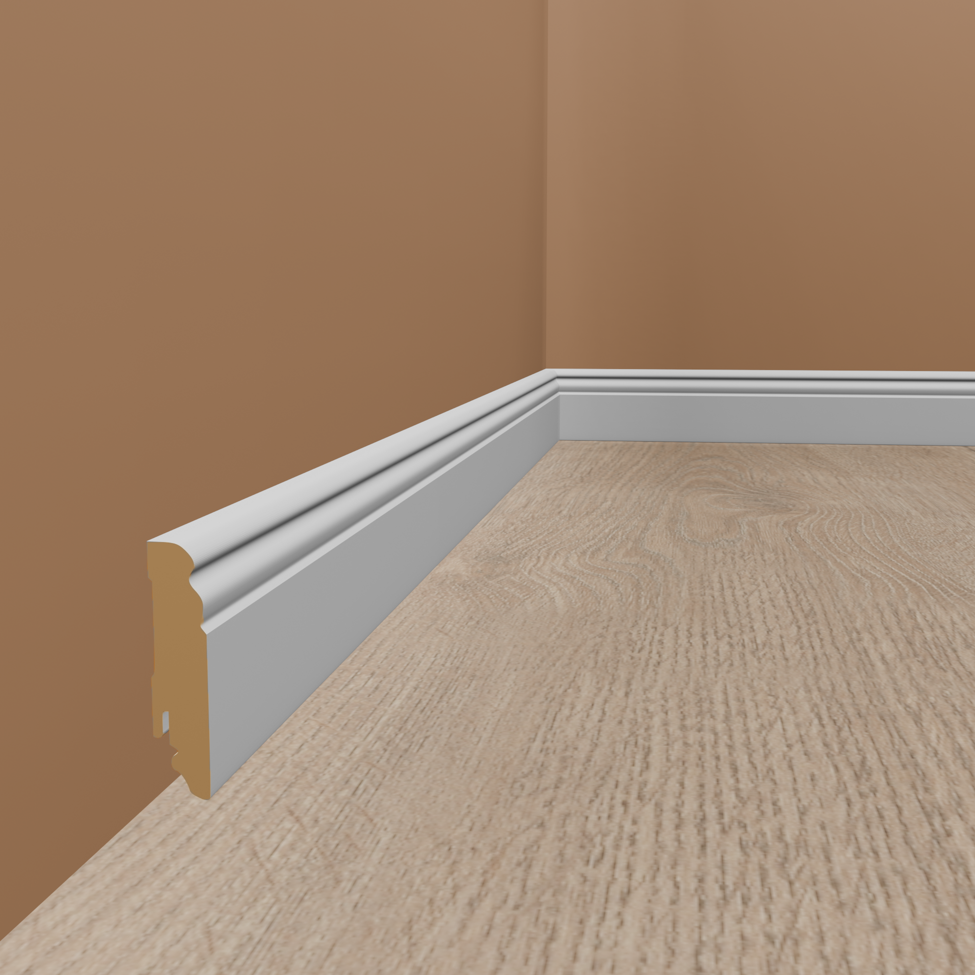 PROVISTON MDF foliert Hamburger Sockelleiste 16 x 80 x 2500 mm Weiß Berliner Profil