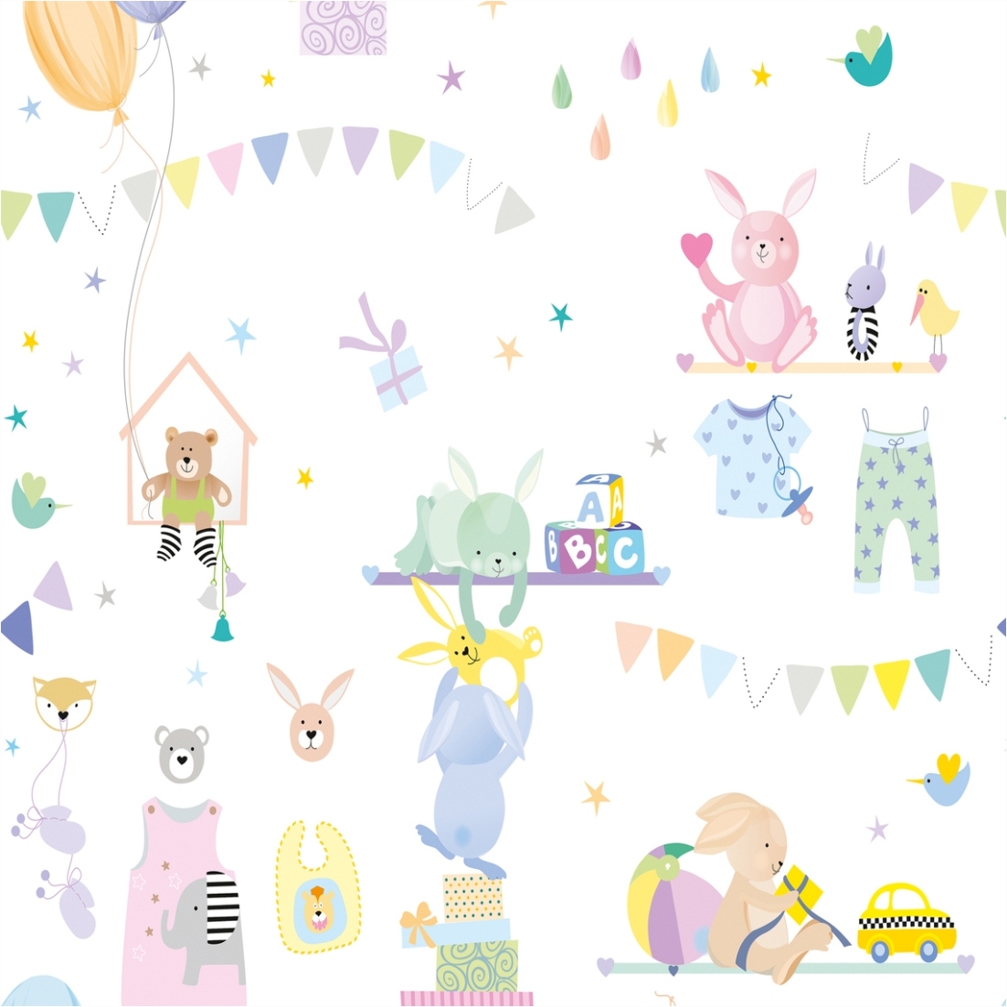 Fototapete Kinderzimmertapete M1-No.11602 | Vliestapete Tiertapete | Bunt | Lila | Wohnzimmer
