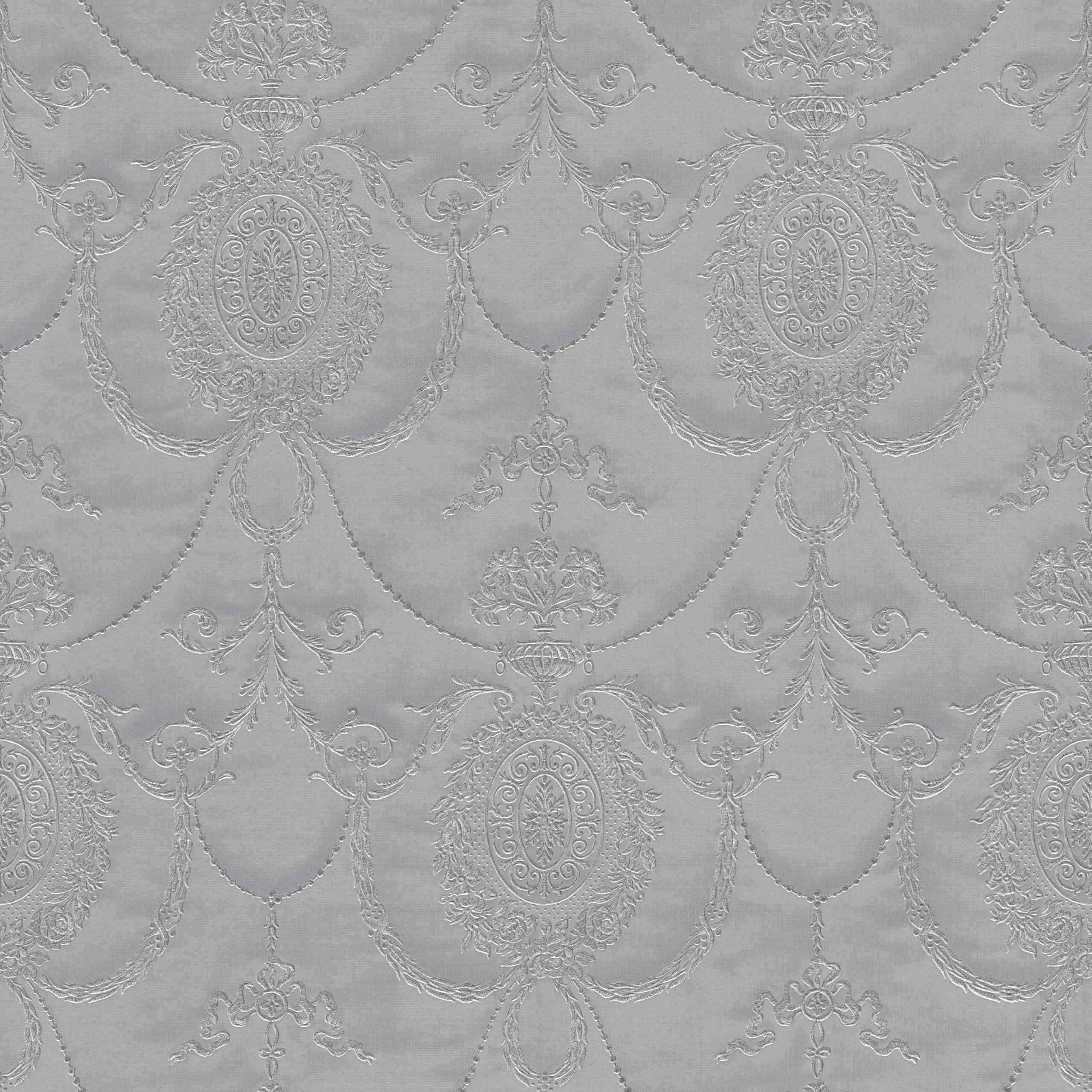 Rasch | Trianon XII | 532128 | Vliestapete | Barock | 0.53 x 10.05 m | Grau