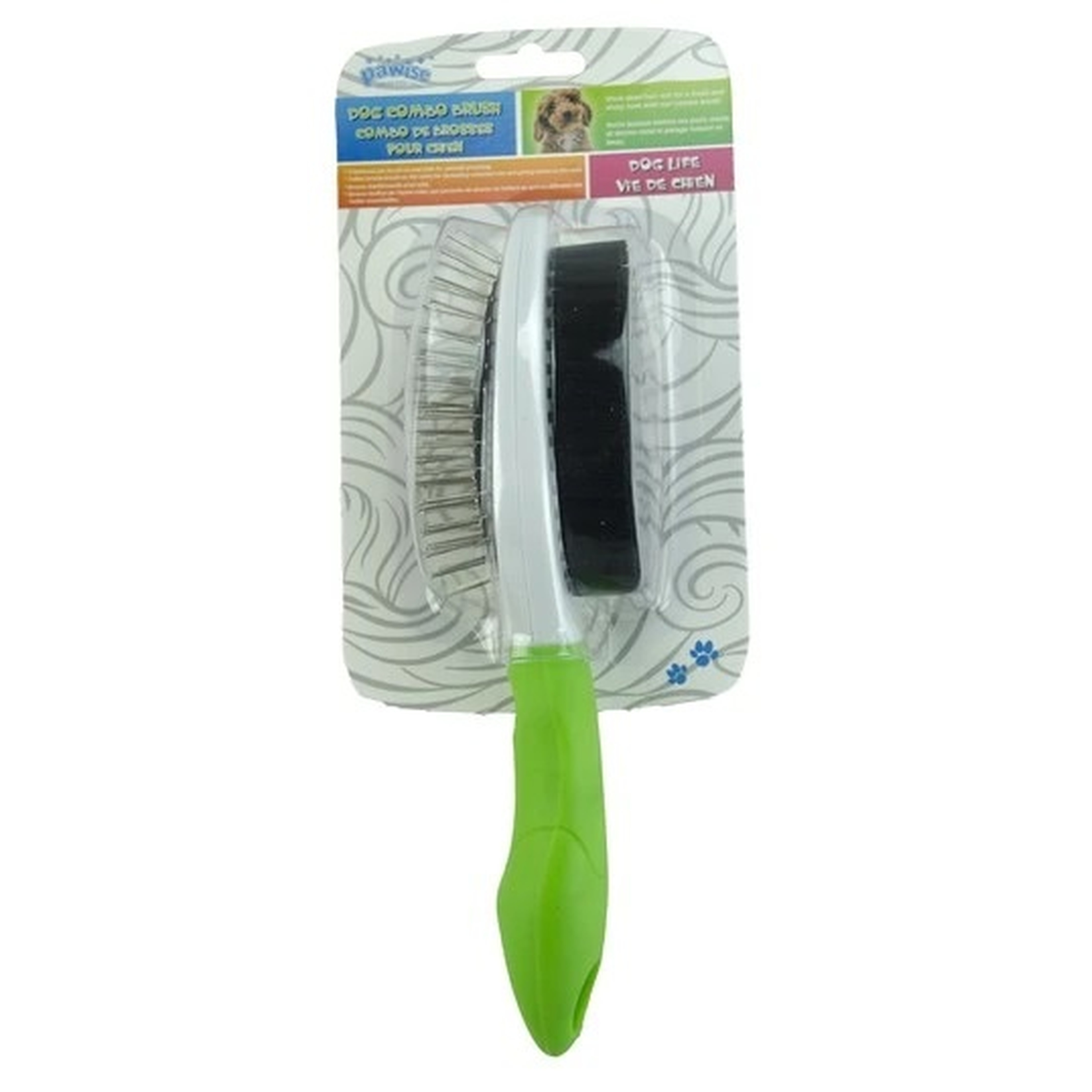 Hundepflege | Bürste | stimulierend | ergonimisch | Grün | Orange | Gummi | 23.5 cm