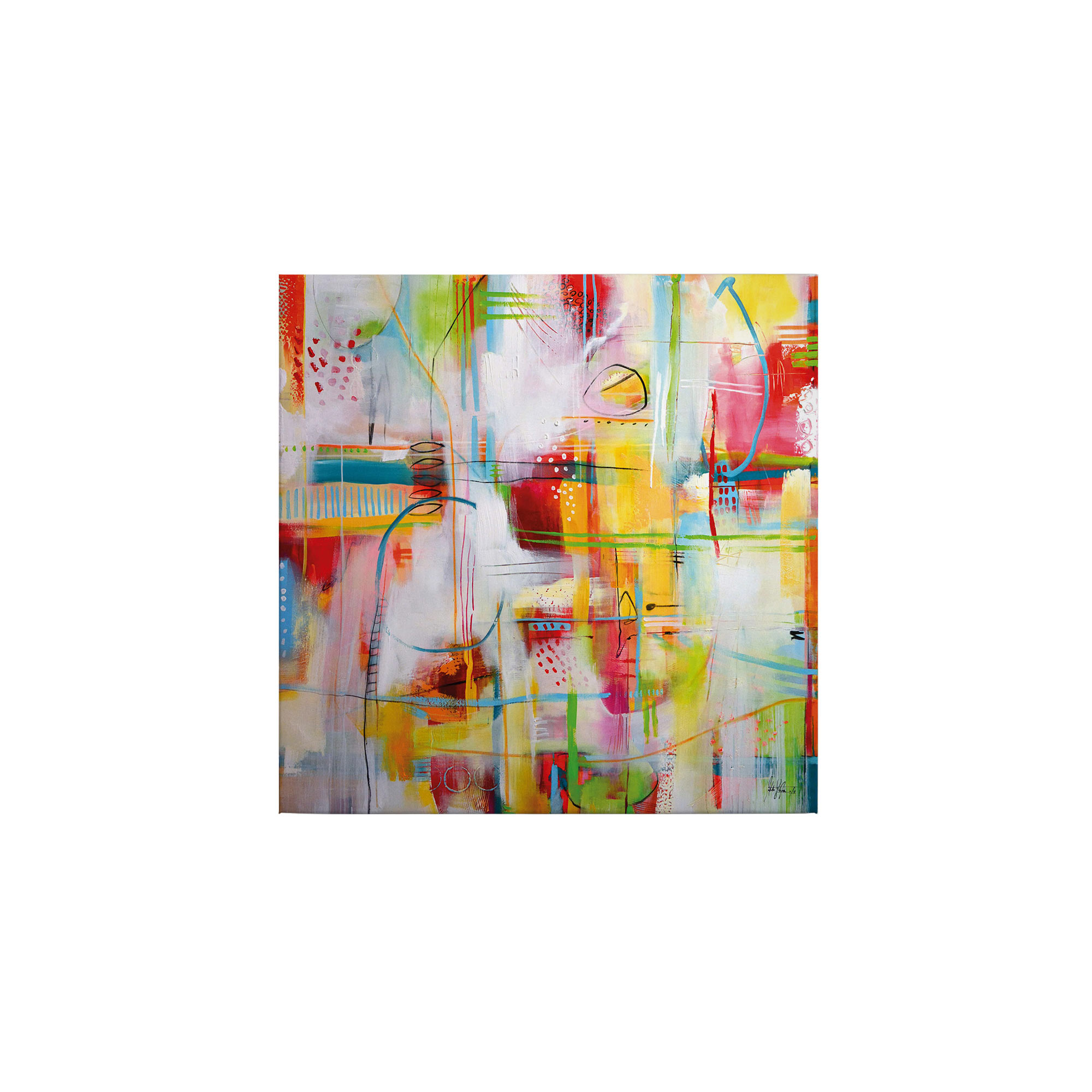 Tadessi Leinwandbild Abstrakt - 50 x 50 cm - M1-No.50540 - Keilrahmen in Gelb Rot
