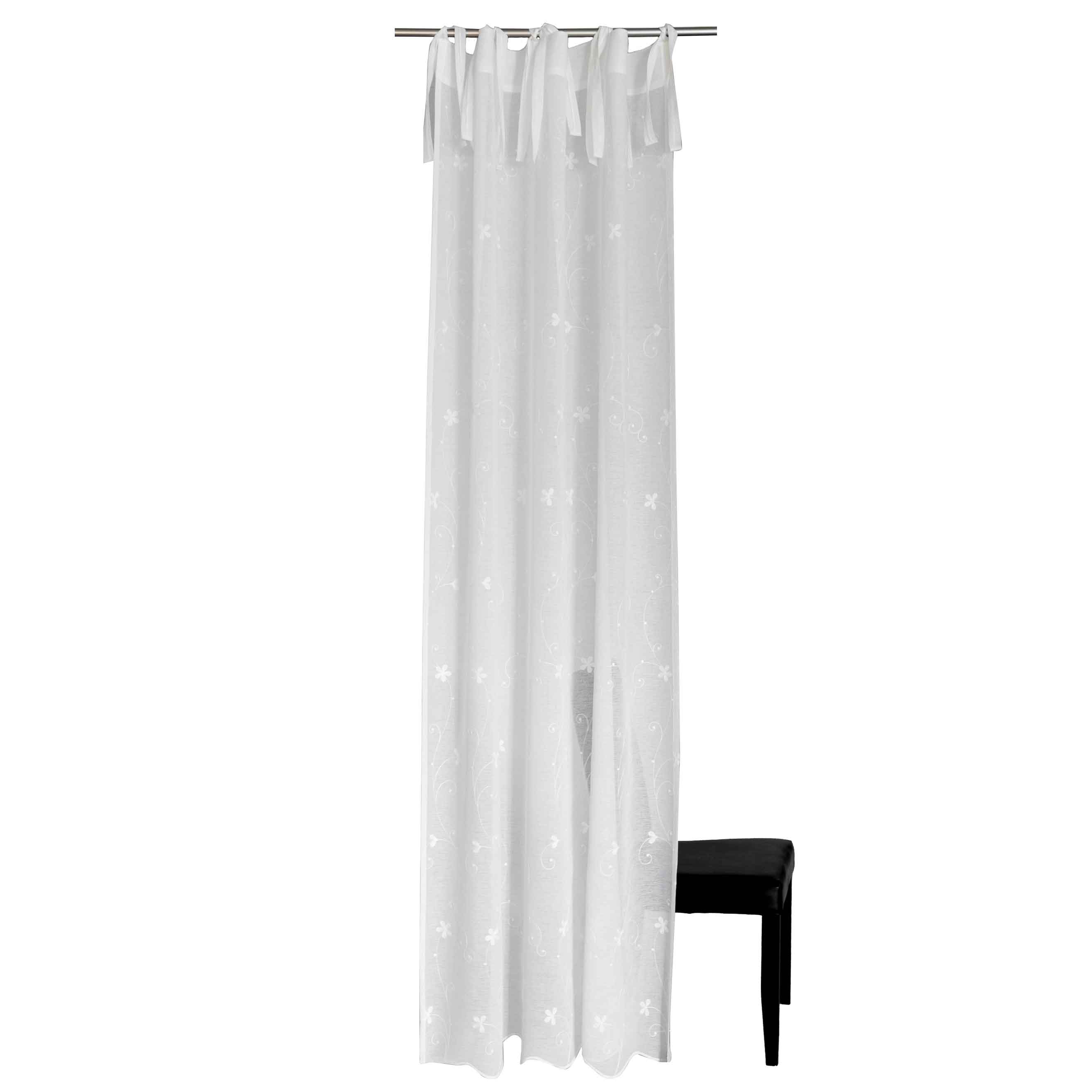 Schlaufenschal Elisabetta V3-No.10 | Weiß | Vorhang mit verdeckten Schlaufen | transparent | Gardine