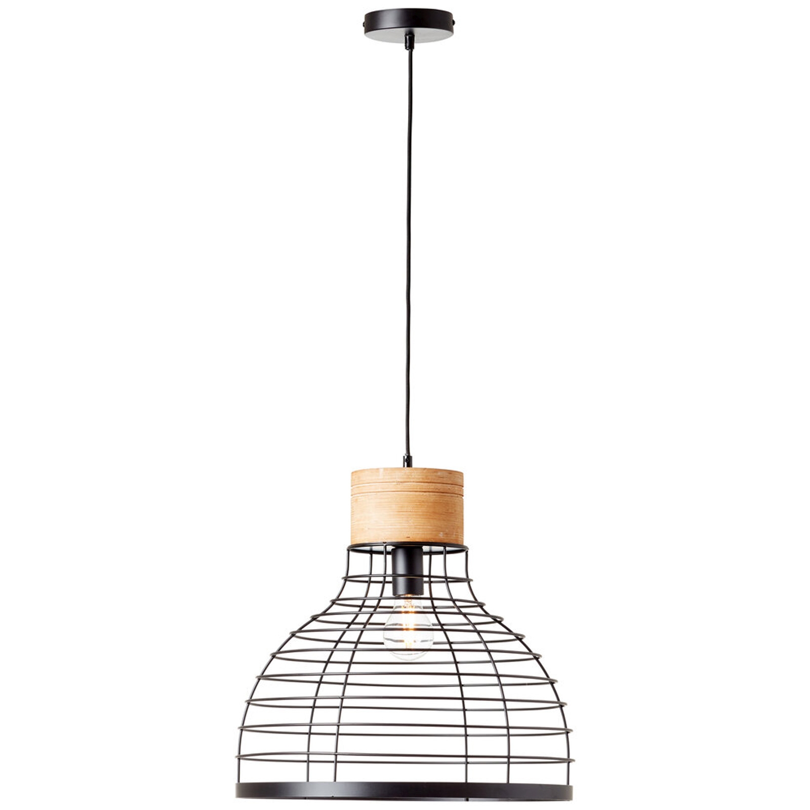 Pendelleuchte 135 x 47 cm Braun Holz Pendellampe Vintage Industrial Harmonisch