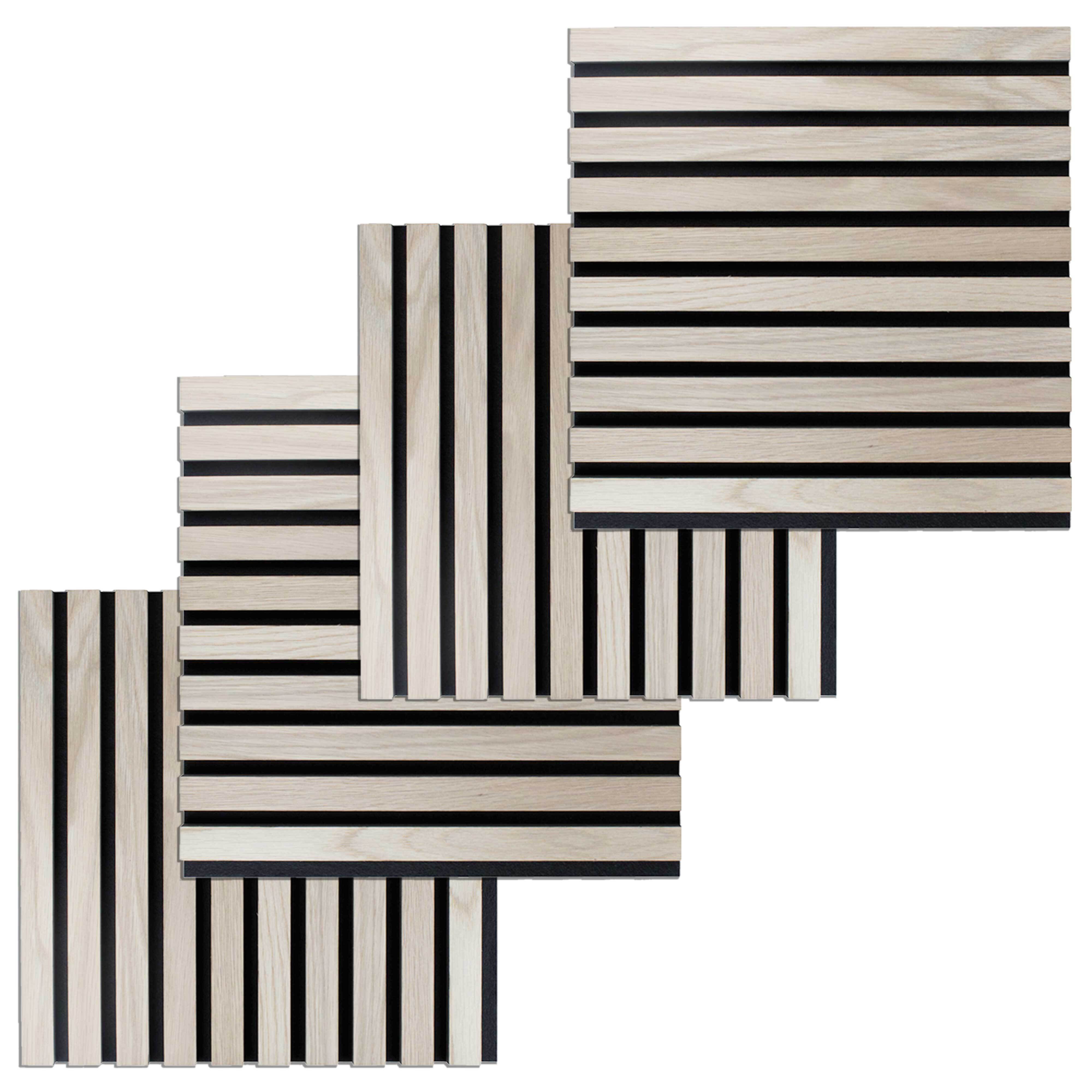 PROVISTON Panneau acoustique Lot de 4 - 400 x 400 x 21 mm chêne clair MDF plaqué