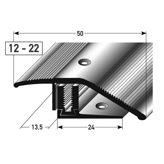 Profilé de rattrapage | barre de seuil sol stratifié | H 12 x 22 mm | L 50 mm | alu anodisé Flex