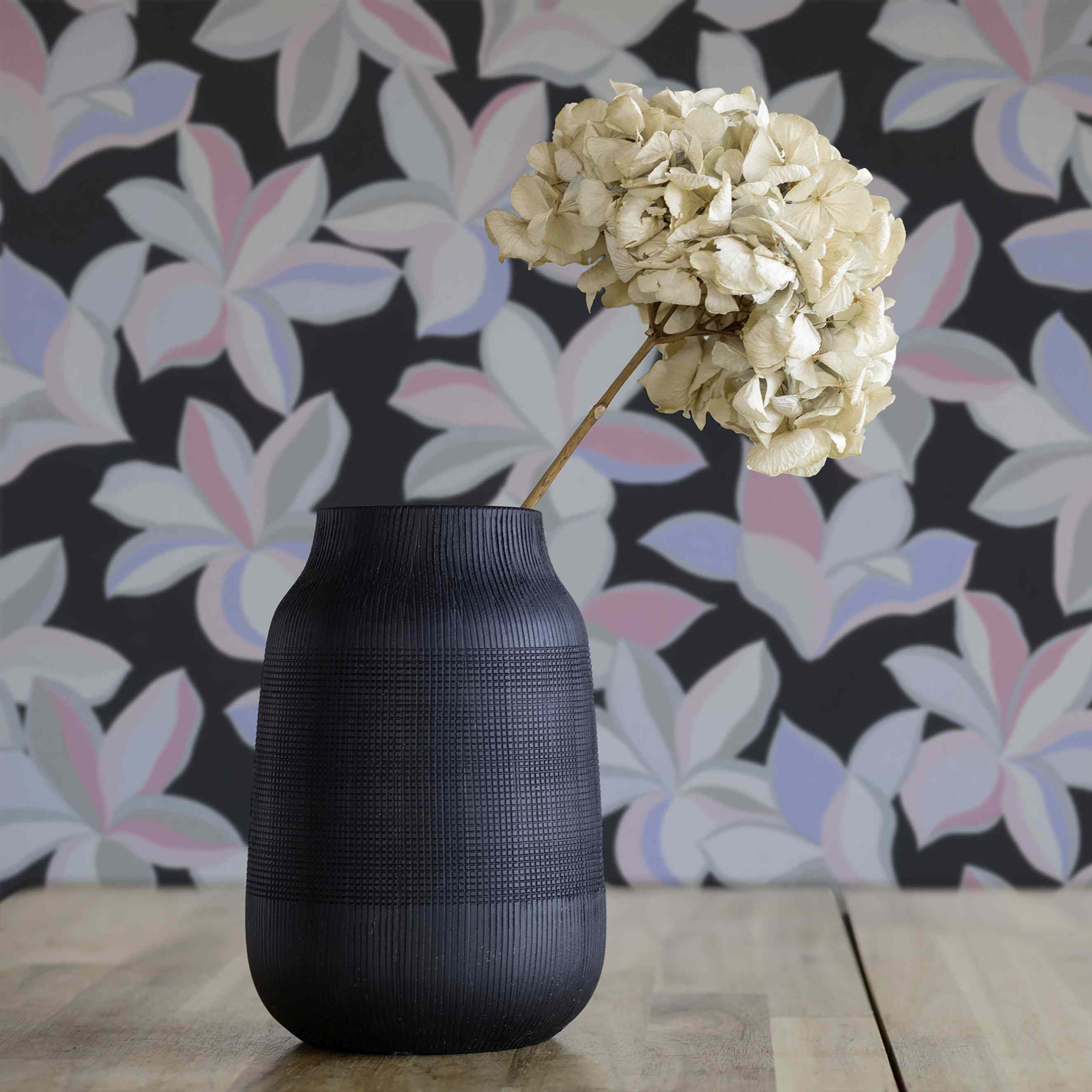 Tapete Mario Blumen M1-No.4124 | Vlies | Schwarz | Silber | Floral | Tadessi | 10.05 x 0.53 m