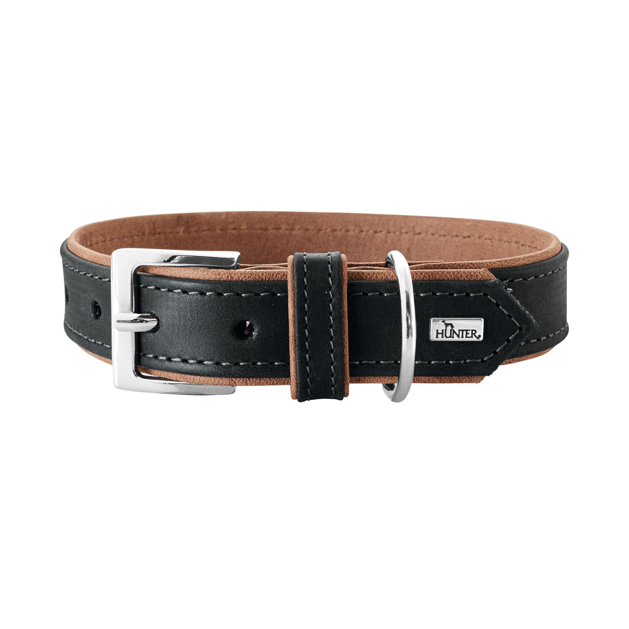 Hunter | Hundehalsband | Porto | Lederhalsband | Rindsleder | Robust | Schwarz | versch. Größen