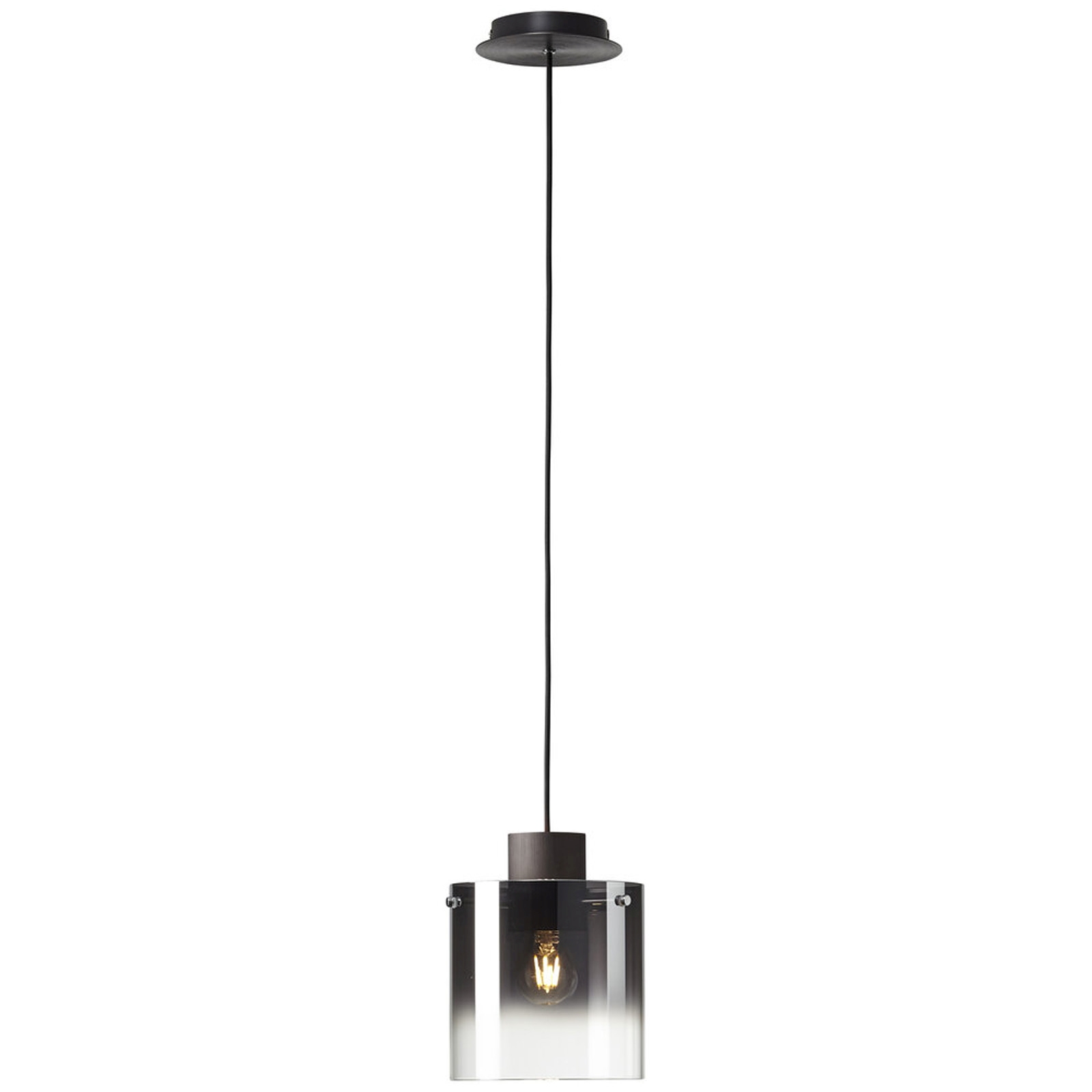 Pendelleuchte 120 x 20 cm Braun Glas Pendellampe Zylindrisch Modern Rauchglas Harmonisch