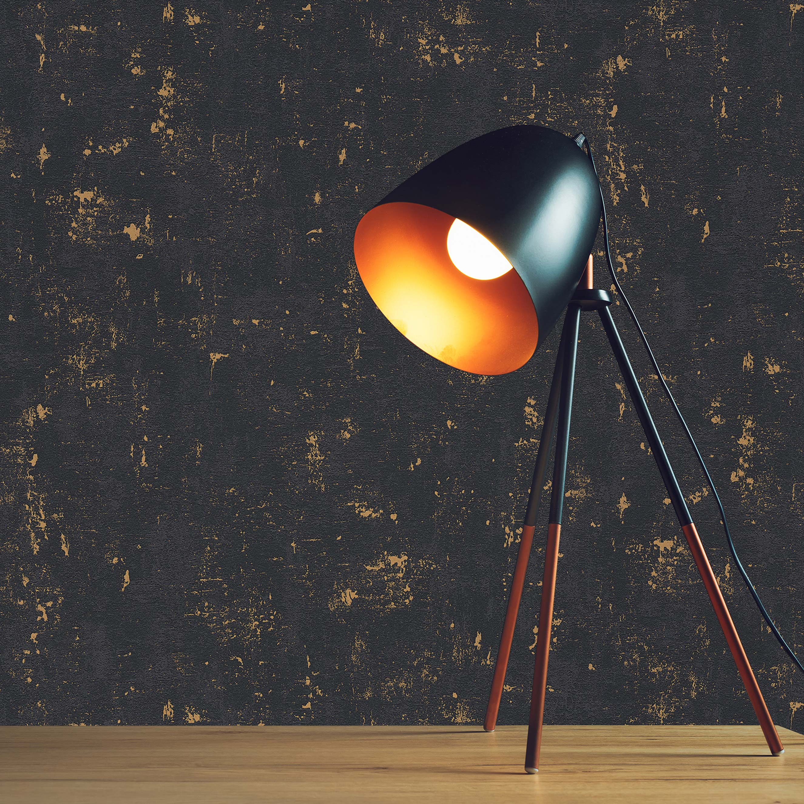 Tapete Urban M1-No.19 Vliestapete Schwarz Gold Vintage Tapete Struktur