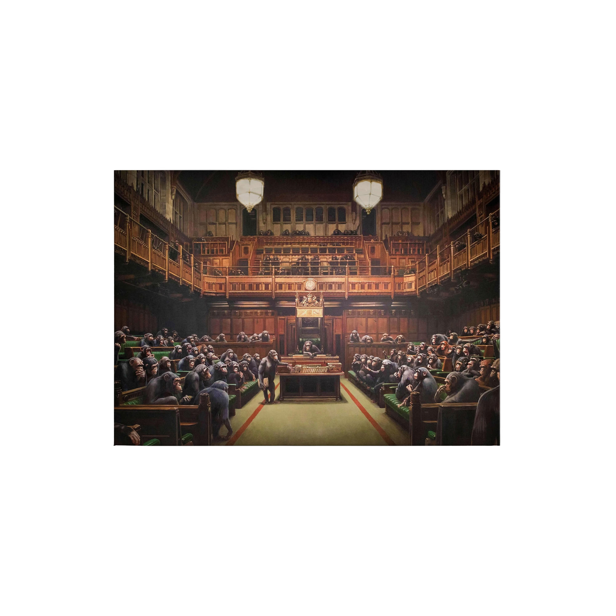 Tadessi Leinwandbild Affen Parlament - 50 x 70 cm - M1-No.50323 - Keilrahmen in Braun