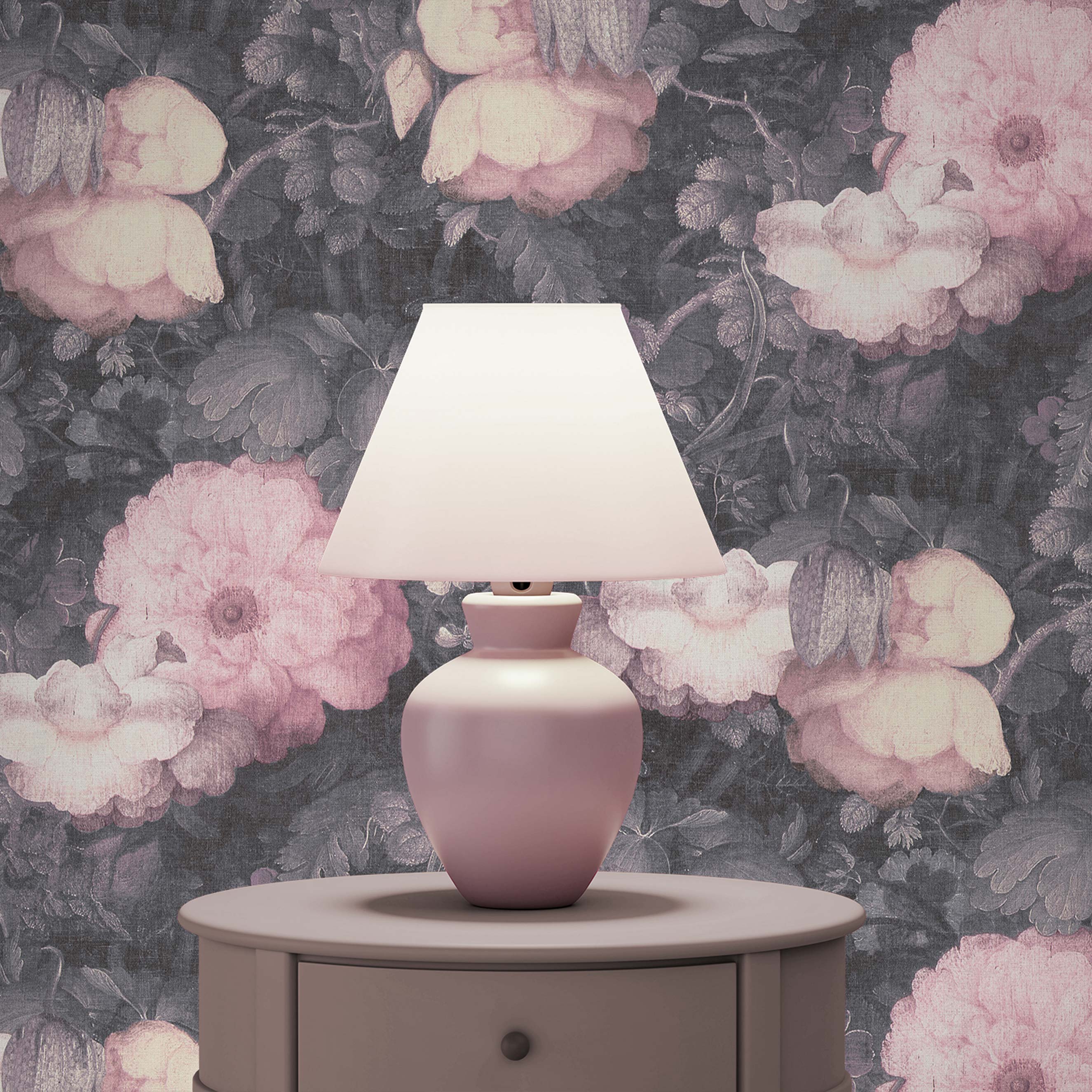 Tapete Vintage Pino M1-No.276 Vliestapete Grau Rosa Blumentapete Floral