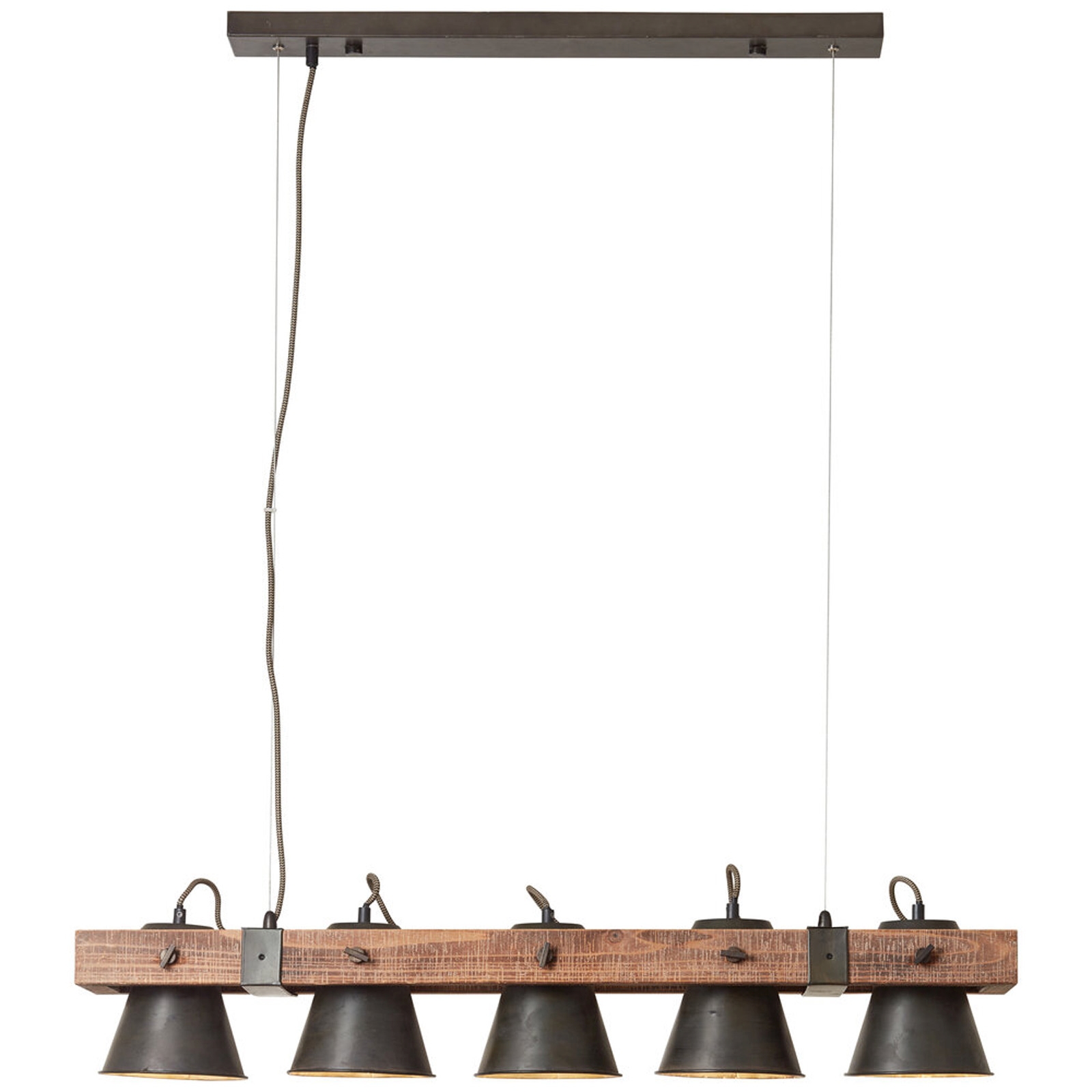 Pendelleuchte 115 x 20 x 95 cm Braun Holz Pendellampe Kegel Vintage Industrial Harmonisch