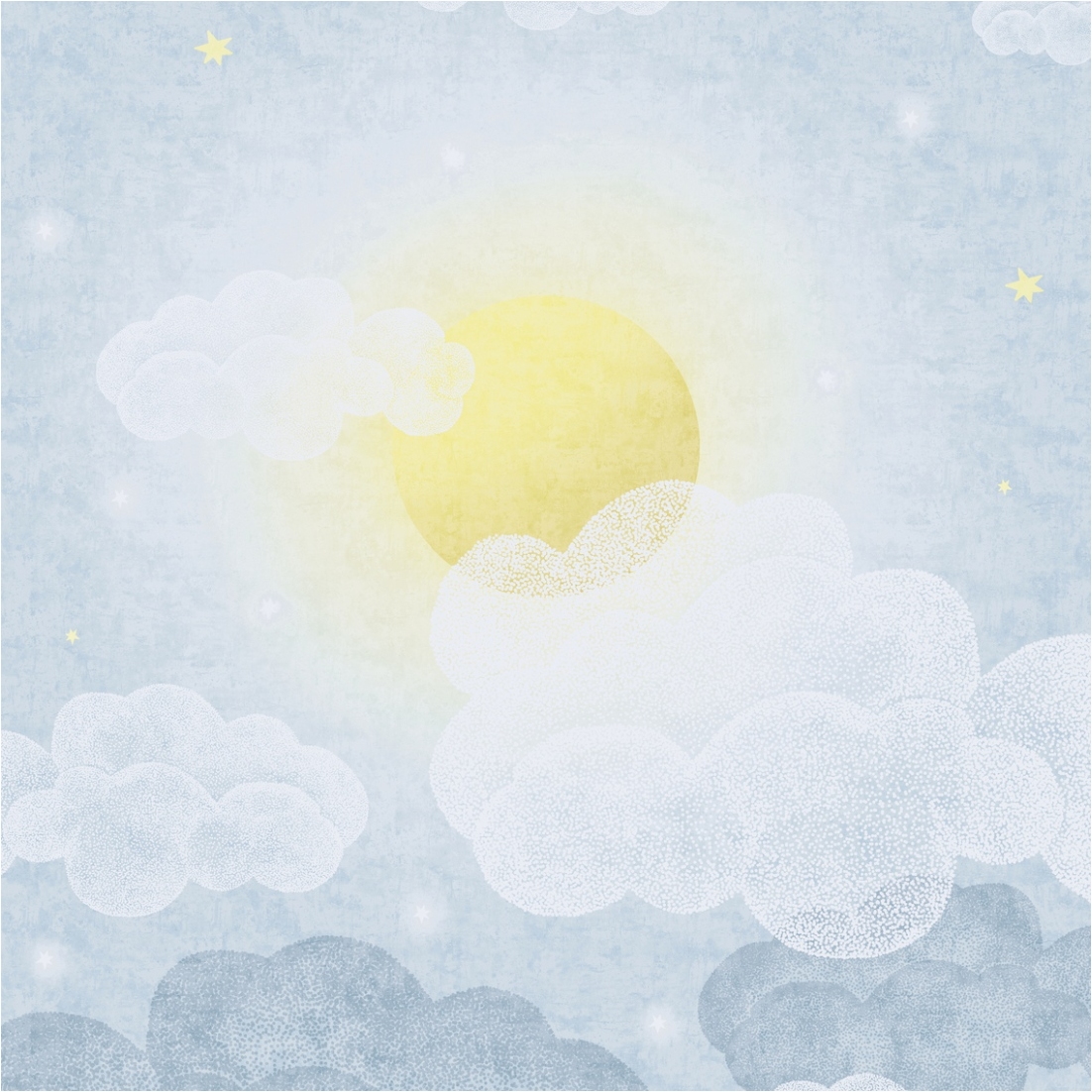 Fototapete Wolken M1-No.11868 | Vliestapete Sonne | Blau | Gelb | Kinderzimmer | Wohnzimmer