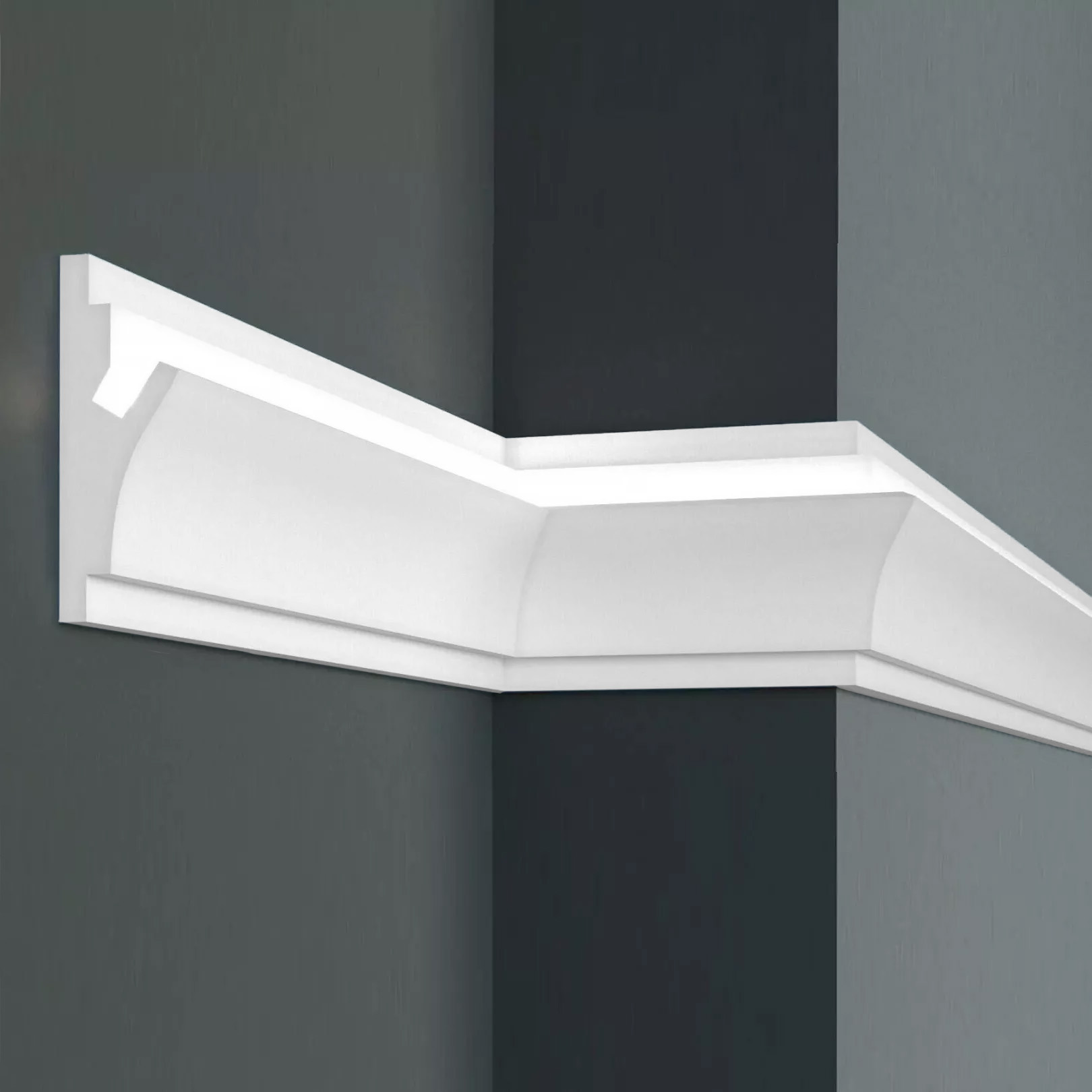 Elite Decor Moulure lumineuse KD402| 150 x 55 x 1150 mm Blanc Corniche en polystyrène expansé
