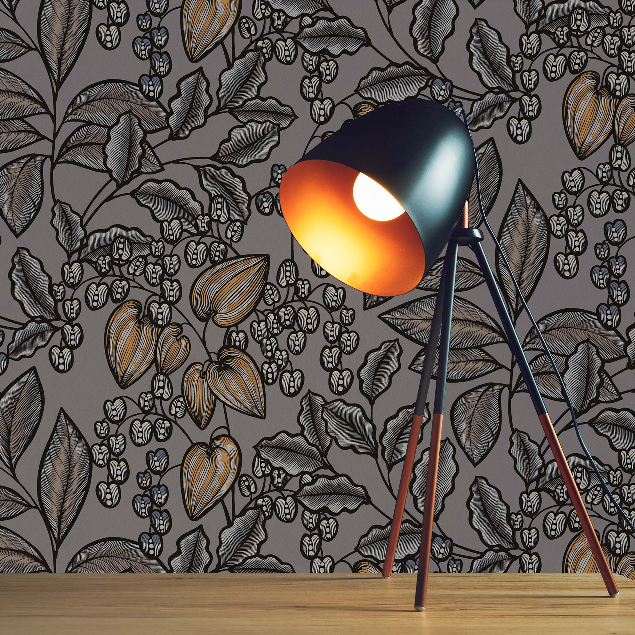 Tapete Blumen Mario M1-No.1452 Vliestapete Grau Braun Floral Natur