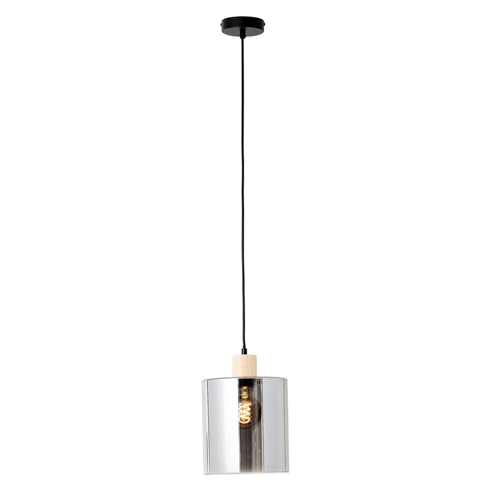 Pendelleuchte 120 x 20 cm Braun Glas Pendellampe Modern Rauchglas Harmonisch