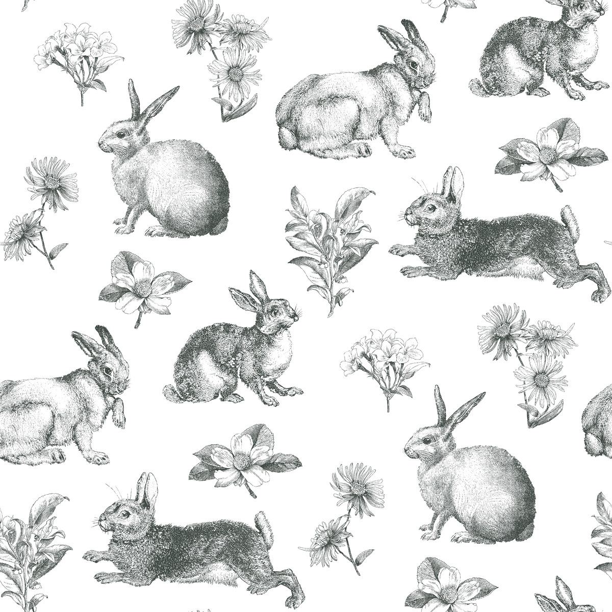 York Wallcoverings | Black and White | AT4263 | Sure Strip tapete | Tiermuster | 0.52 x 10 m