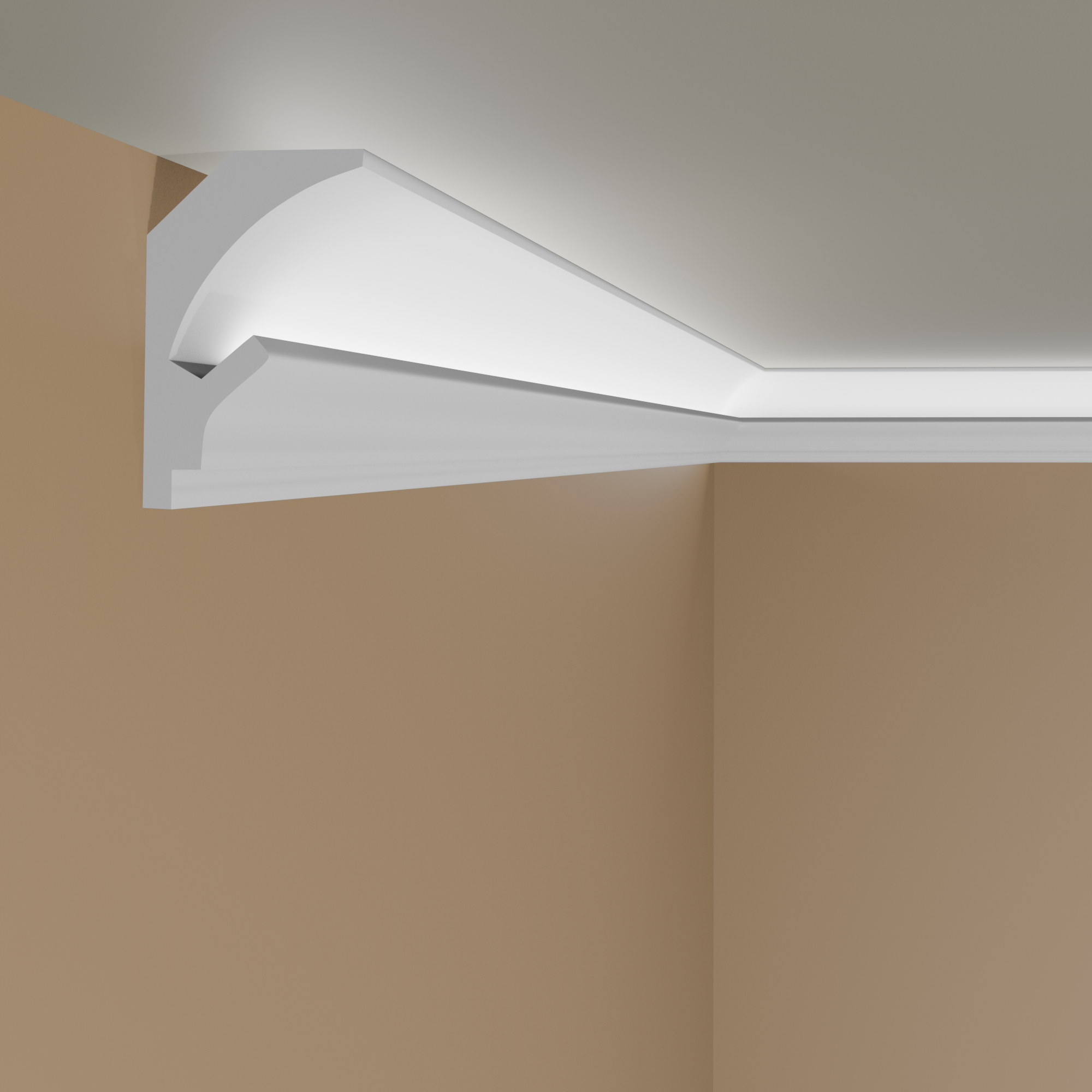 Elite Decor Lichtleiste KD201| Polystyrol 115 x 90 x 1150 mm Weiß Styropor Deckenleiste