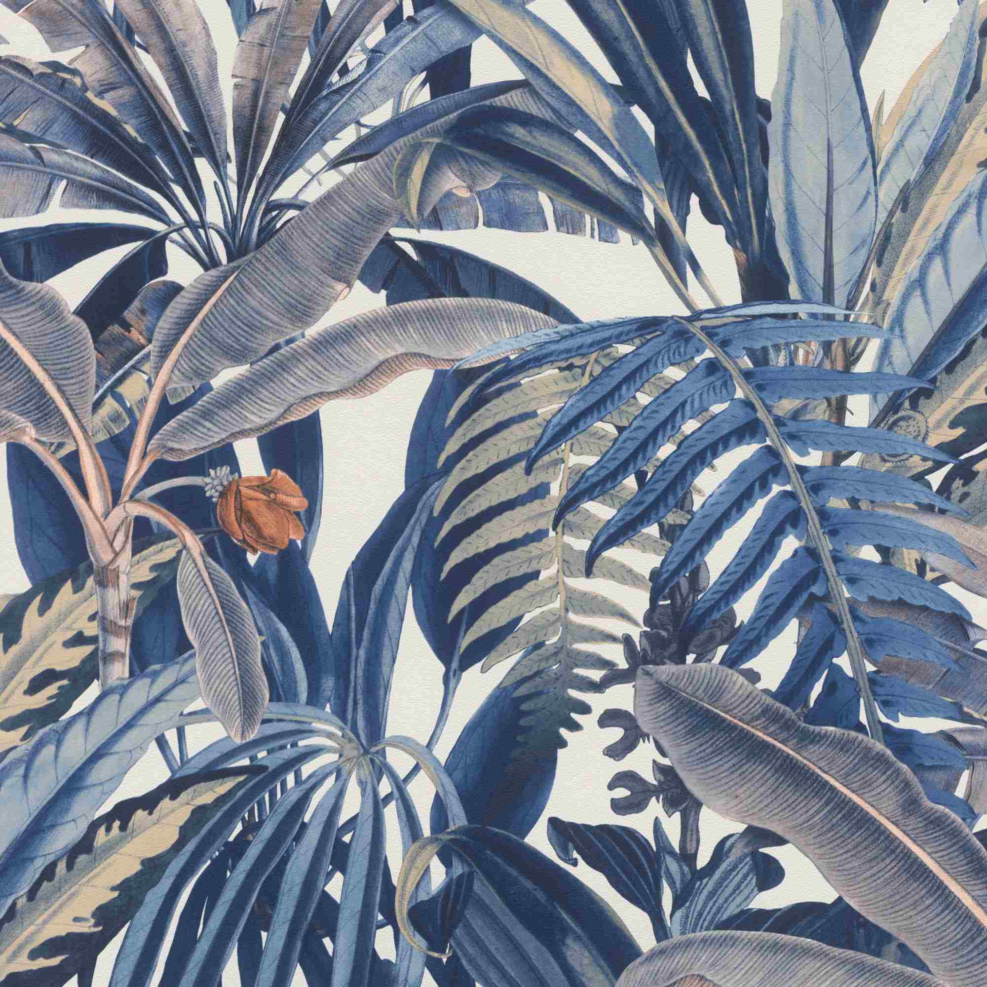 Rasch | Rhapsody | 689501 | Vliestapete | Botanisch | 10.05 x 0.53 m | Weiß | Blau | Grau
