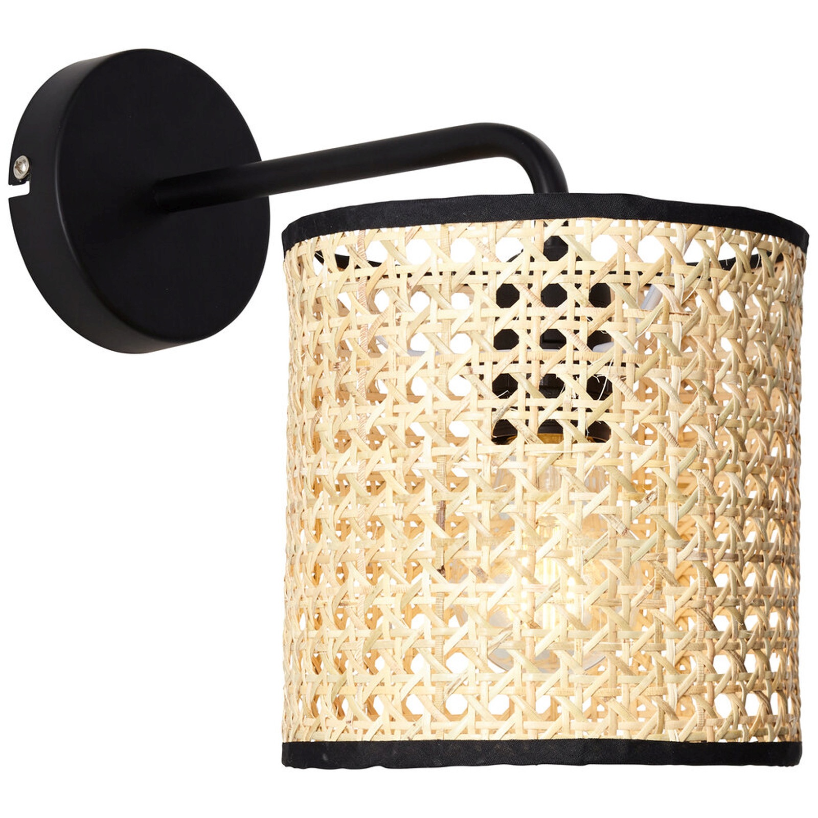 Wandleuchte 25 x 29 x 16.5 cm Braun Metall Wandlampe Zylindrisch Natürlich Boho Harmonisch