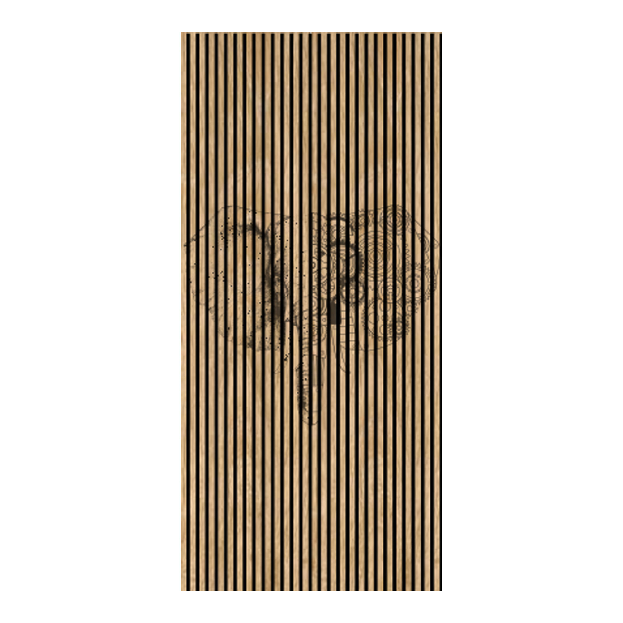 Paneles acústicos con dibujo de elefante impreso digitalmente, paneles de pared en marrón y negro, disponibles en varios tamaños.