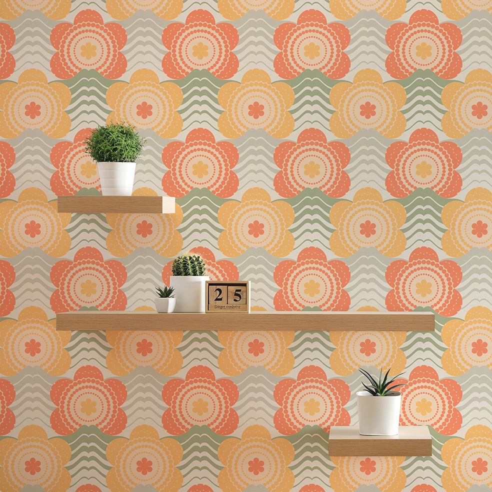 Tapete Lenni Blumen M1-No.10946 Vlies Orange Gelb Tadessi 8.50 m x 0.53 m