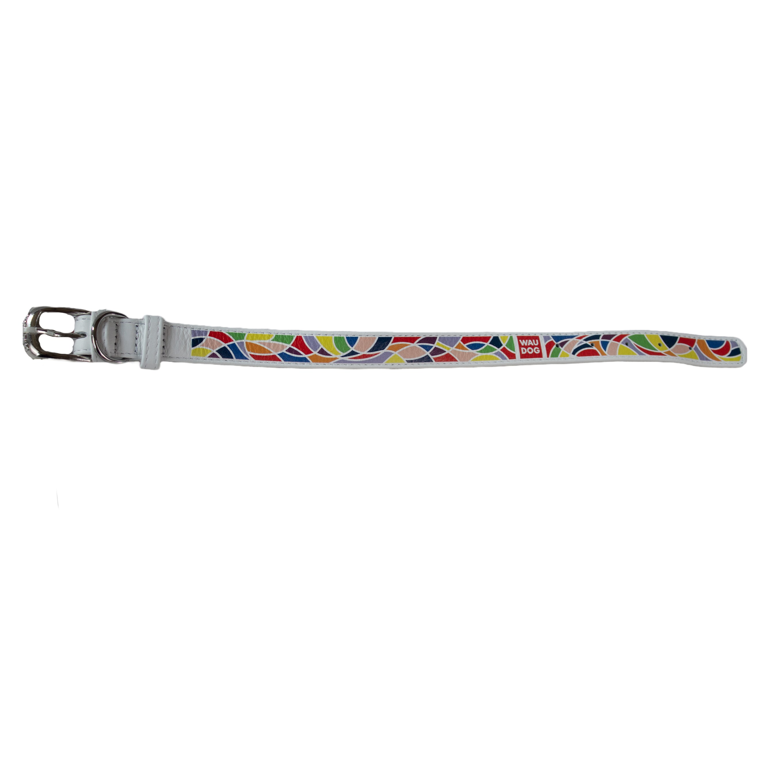 WAUDOG | Hundehalsband Accessoire | 29-38 cm Halsumfang | Bunt Weiß | Lederhalsband