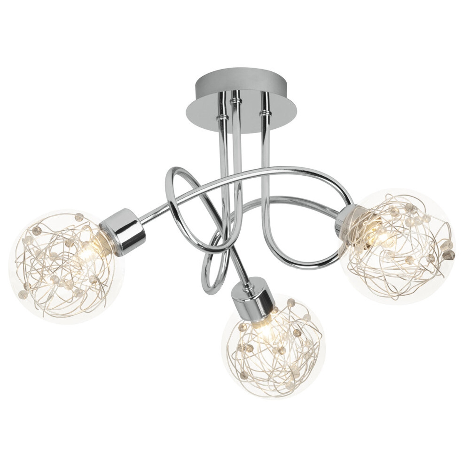 Deckenleuchte 20.5 x 43 cm Metallic Glas Deckenlampe Kugel Basic Harmonisch