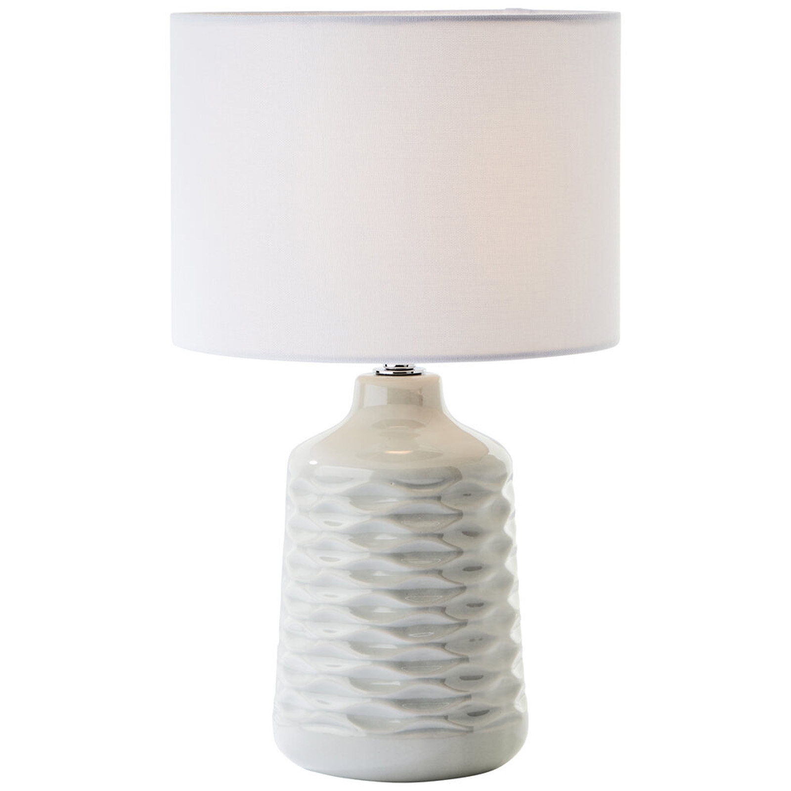 Tischleuchte 42 x 25 cm Grau Textil Tischlampe Vintage Skandi Harmonisch